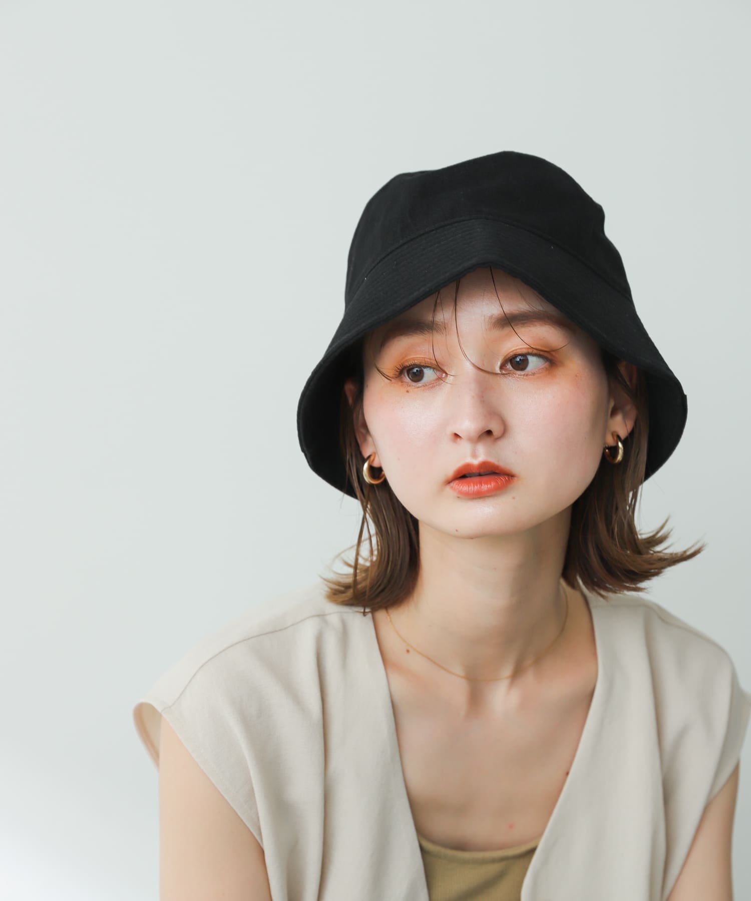 『ユニセックス』ツイルバケットハット BLACK one