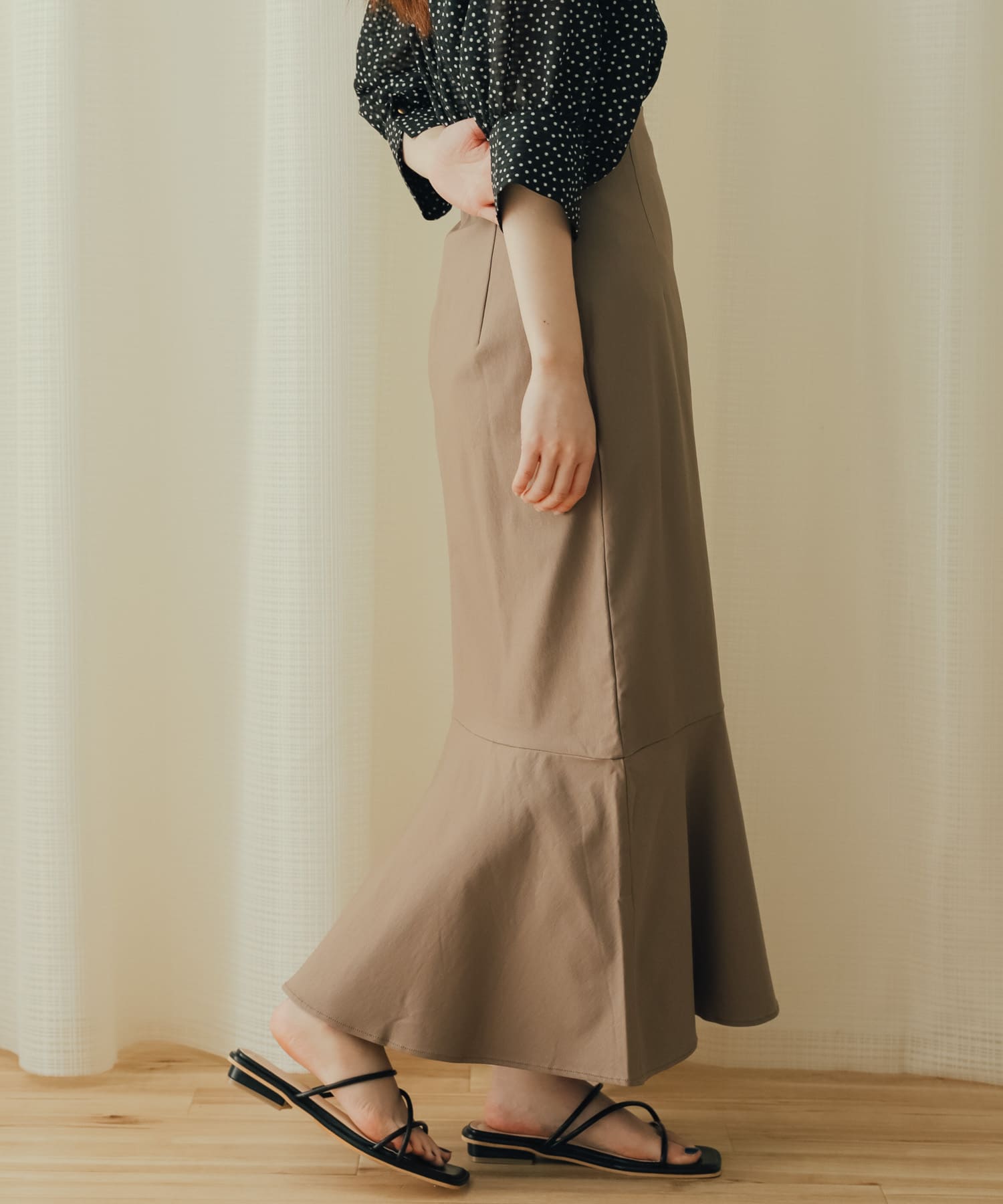 ストレッチハイウエストマーメイドスカート(XS L.BLUE): スカート