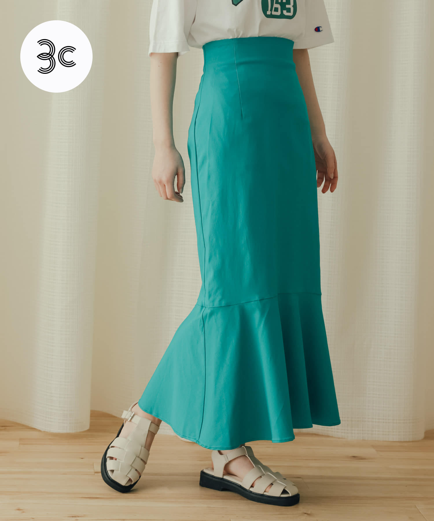 ストレッチハイウエストマーメイドスカート(XS L.BLUE): スカート 