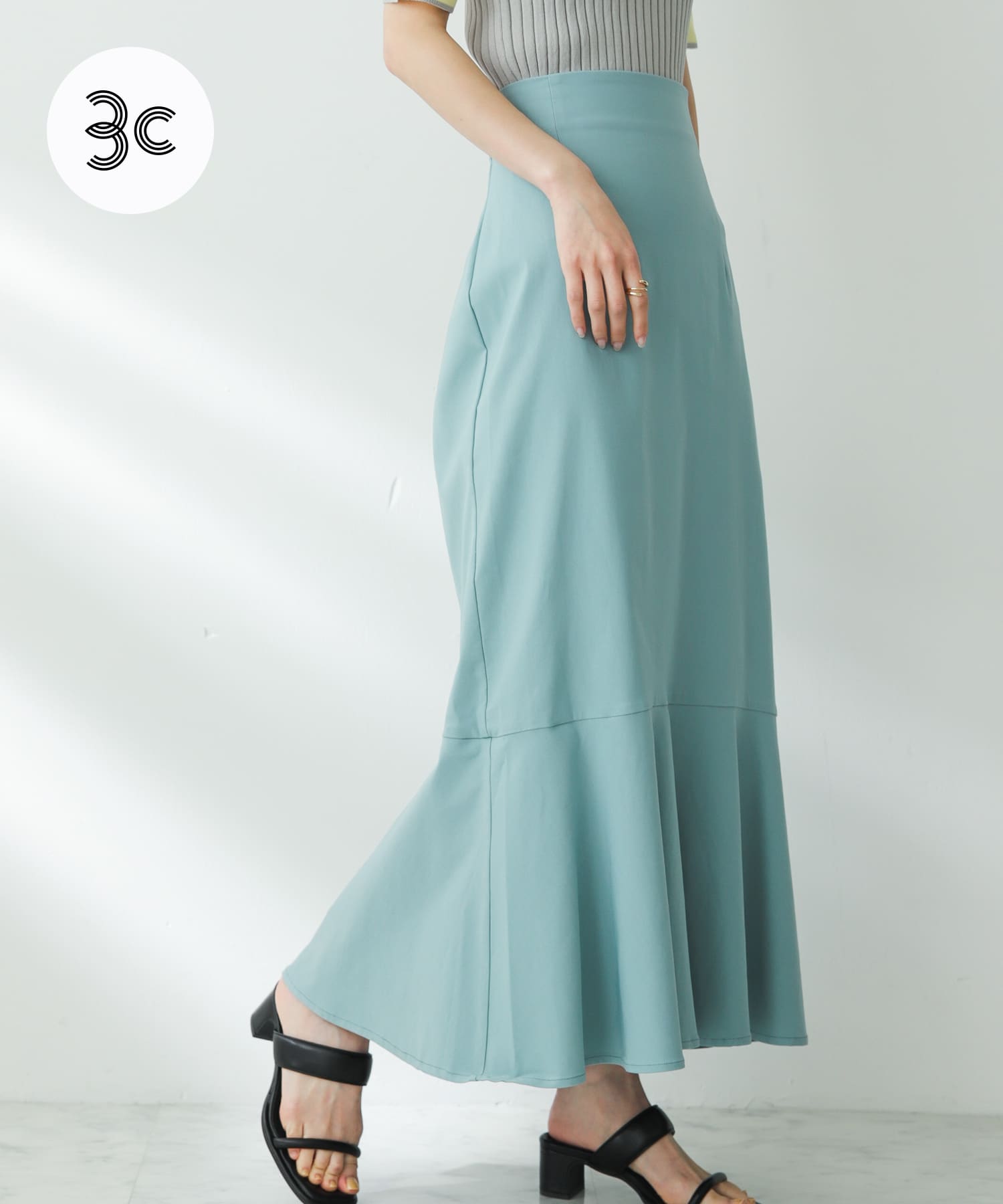 ストレッチハイウエストマーメイドスカート(XS L.BLUE