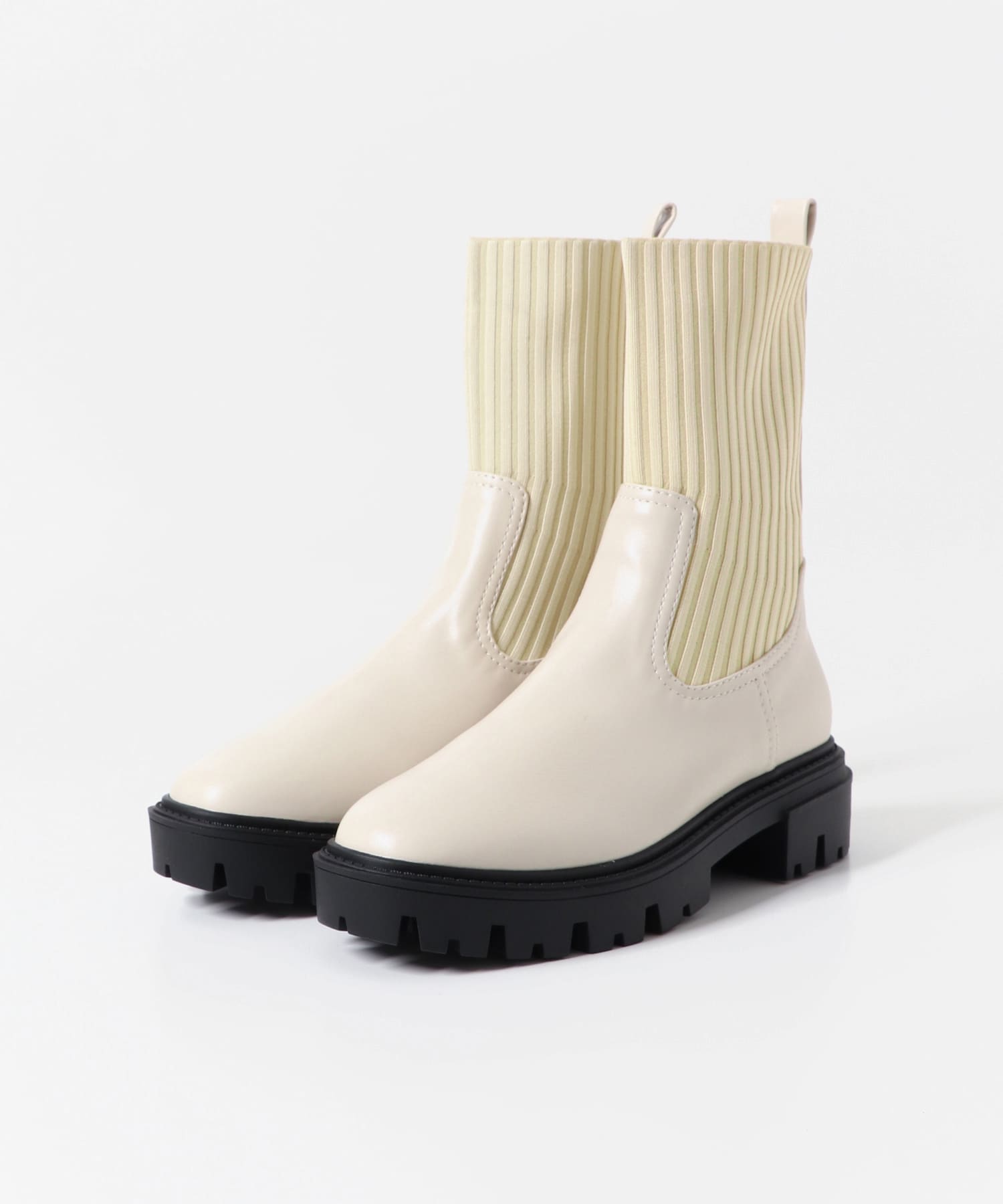 ボリュームソールニットブーツ IVORY S