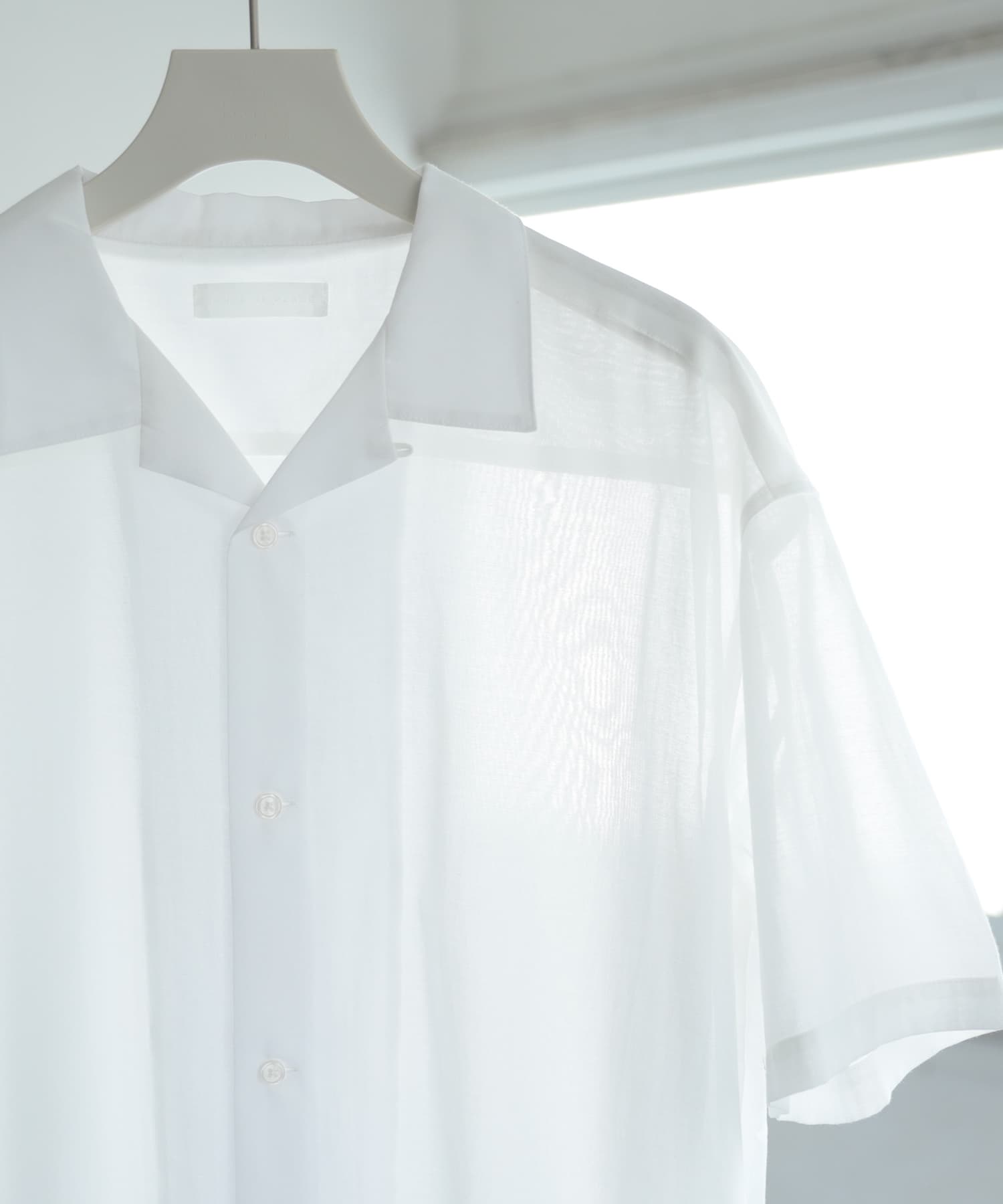 シアーシャンブレーオープンカラーシャツ WHITE M