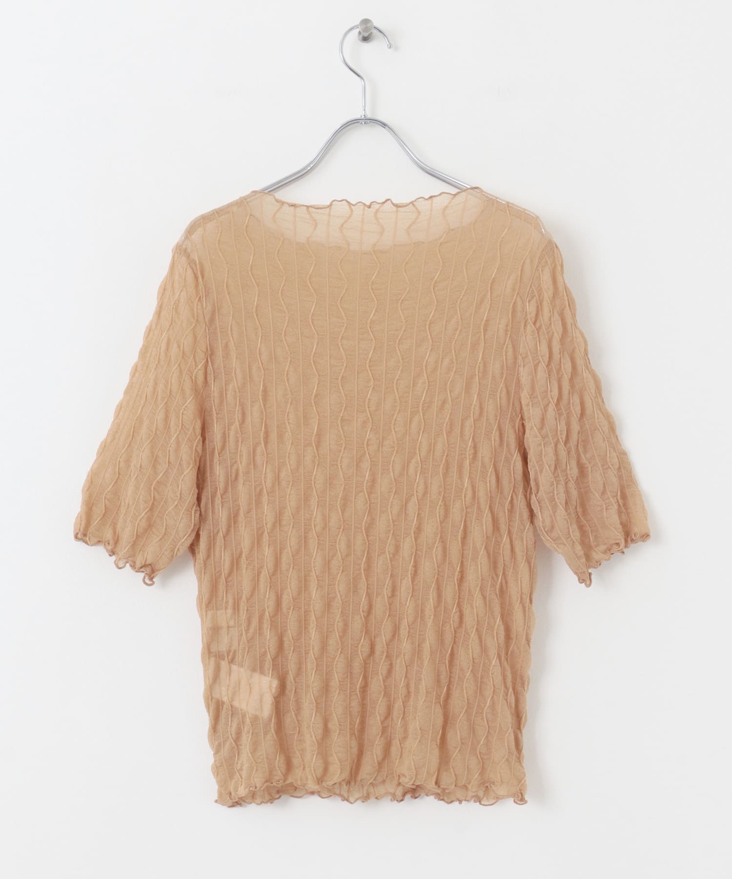 ウェーブパターンシアートップ(5分袖) BEIGE one