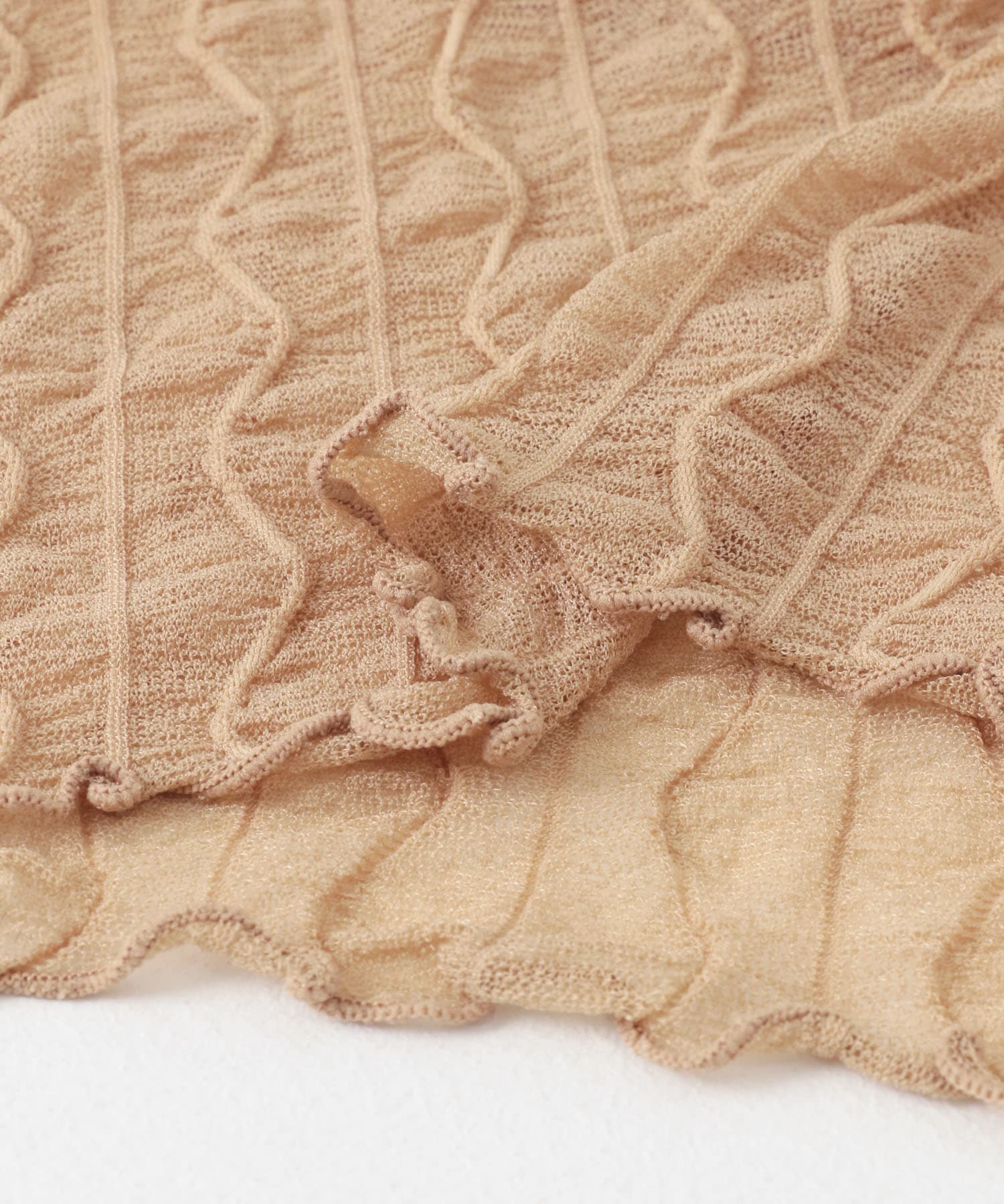 ウェーブパターンシアートップ(5分袖) BEIGE one