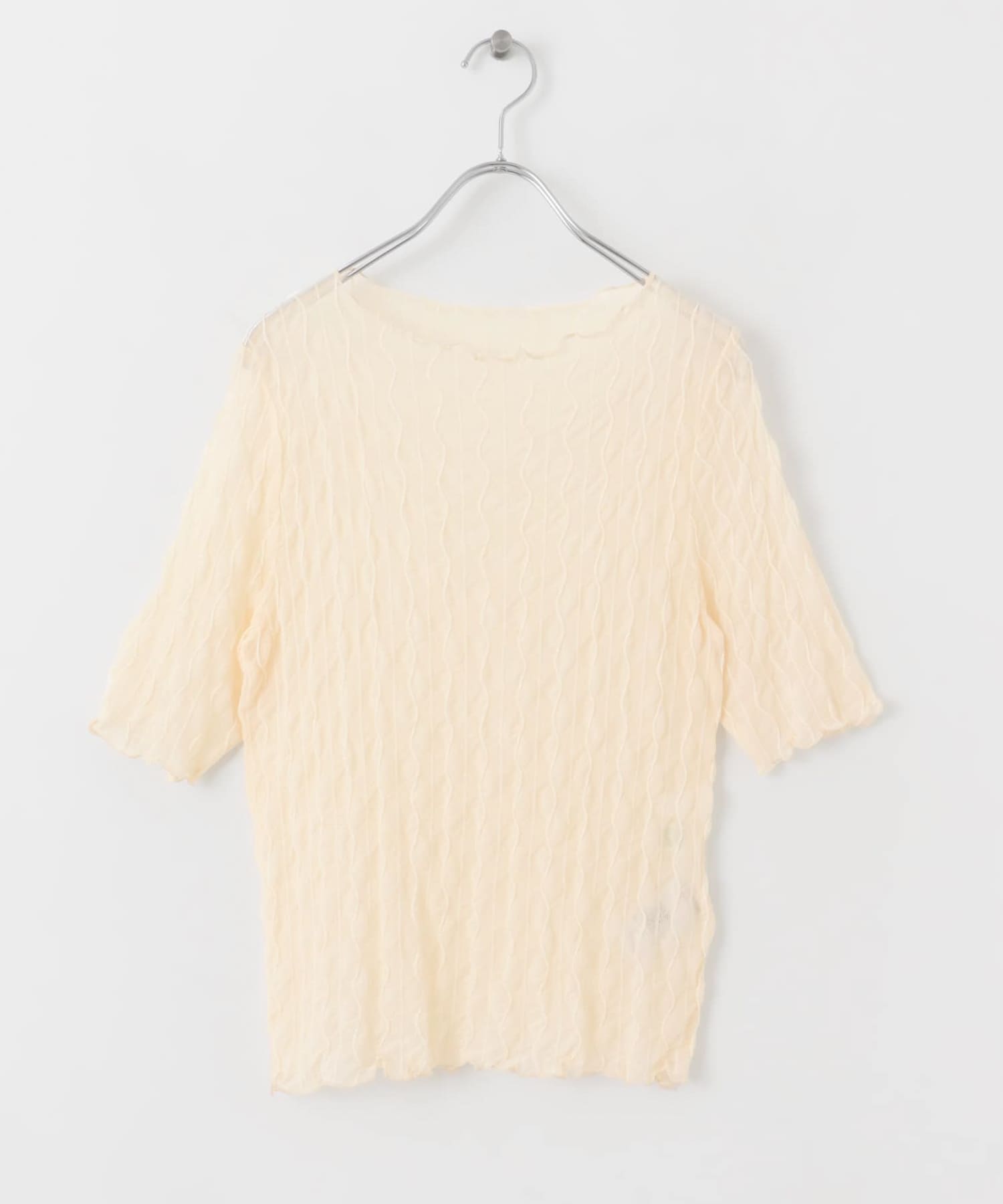 ウェーブパターンシアートップ(5分袖) OFF WHITE one