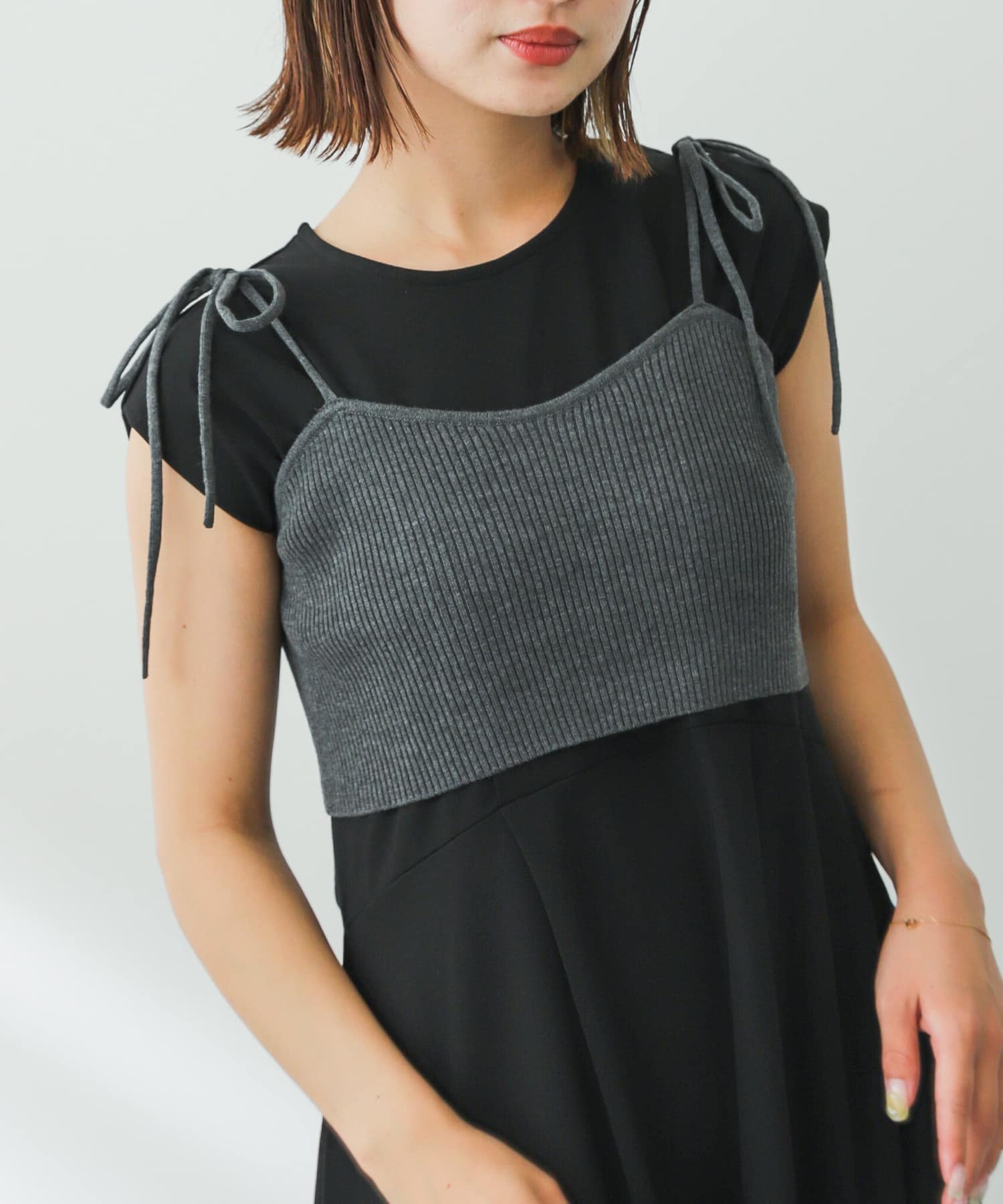 リブニットビスチェ CHARCOAL one