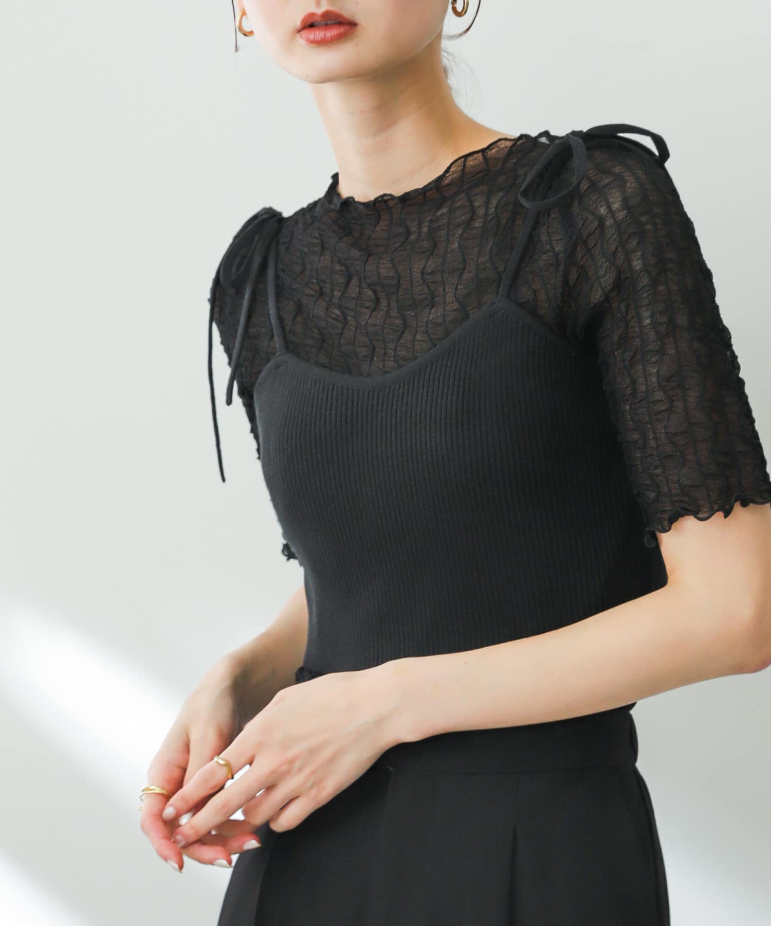 リブニットビスチェ BLACK one