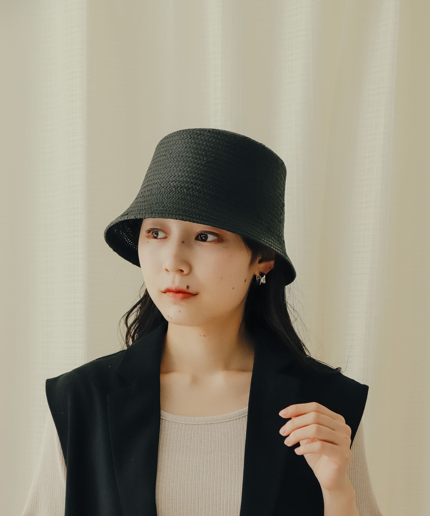 ペーパーシートバケットハット BLACK one