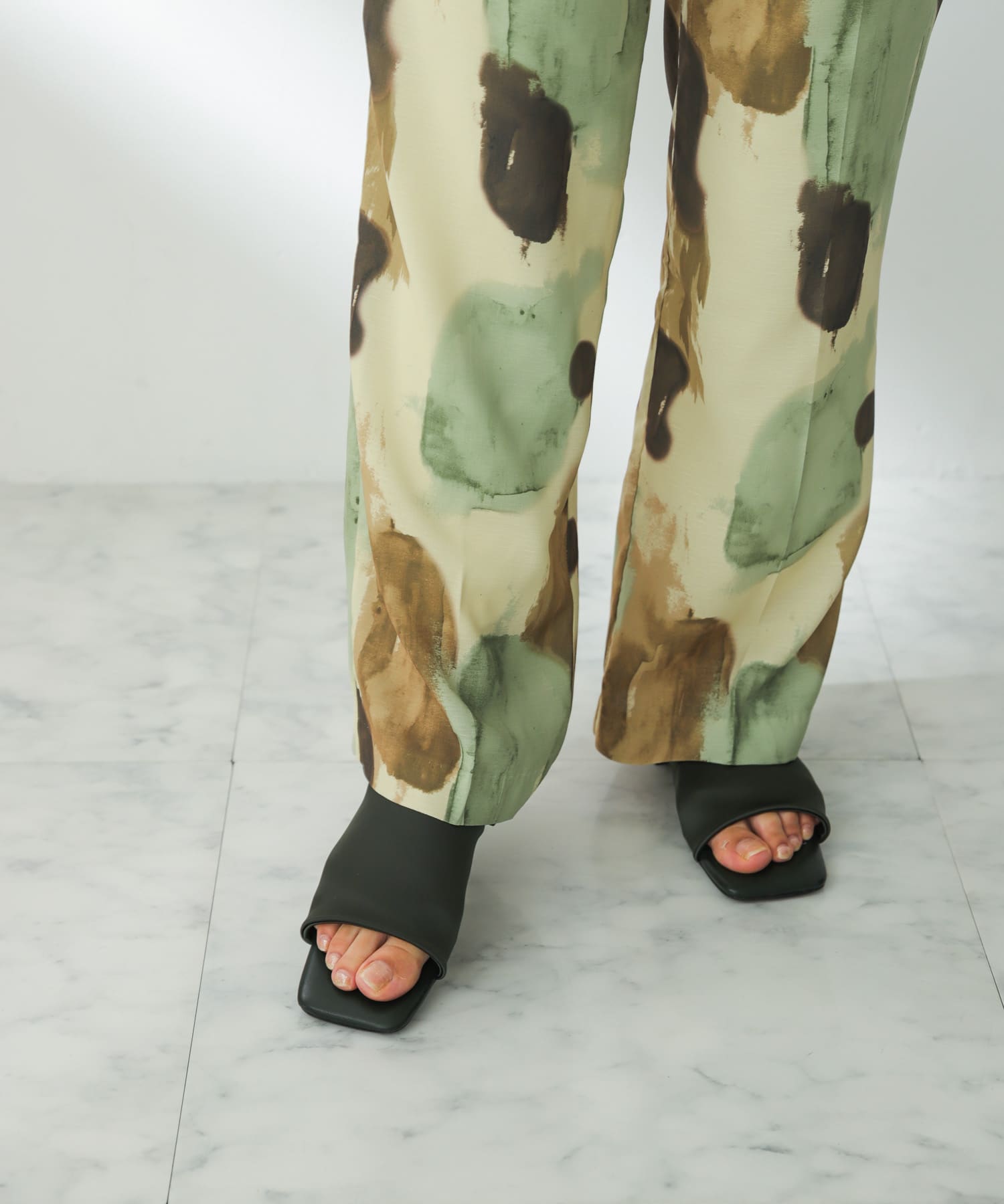 サテンストレッチミュール GREEN S