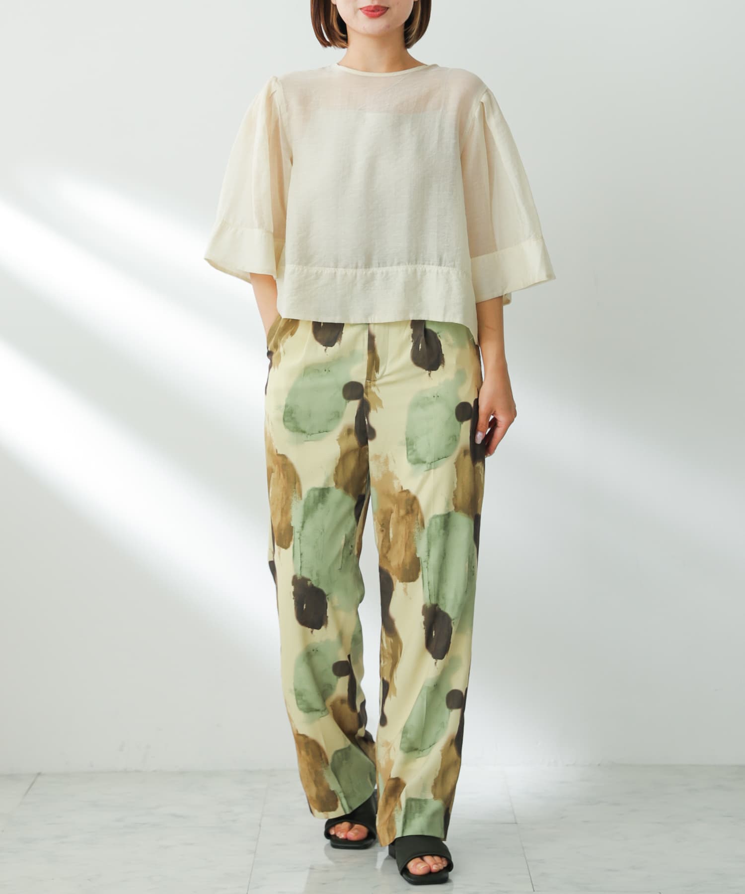 サテンストレッチミュール GREEN S