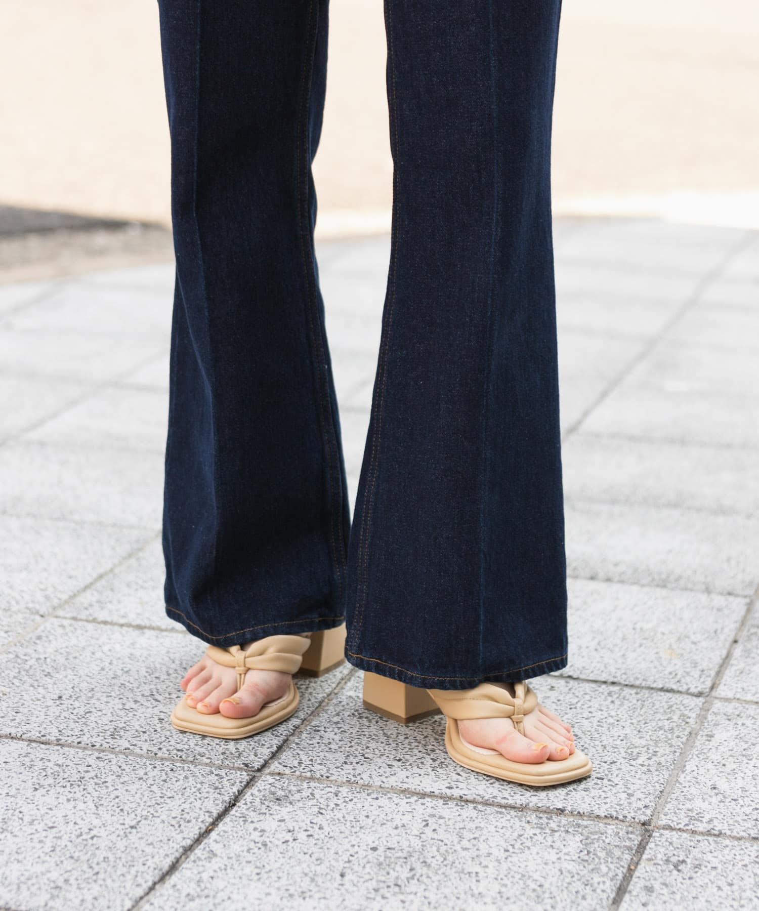 パテッドトングヒールサンダル BEIGE S