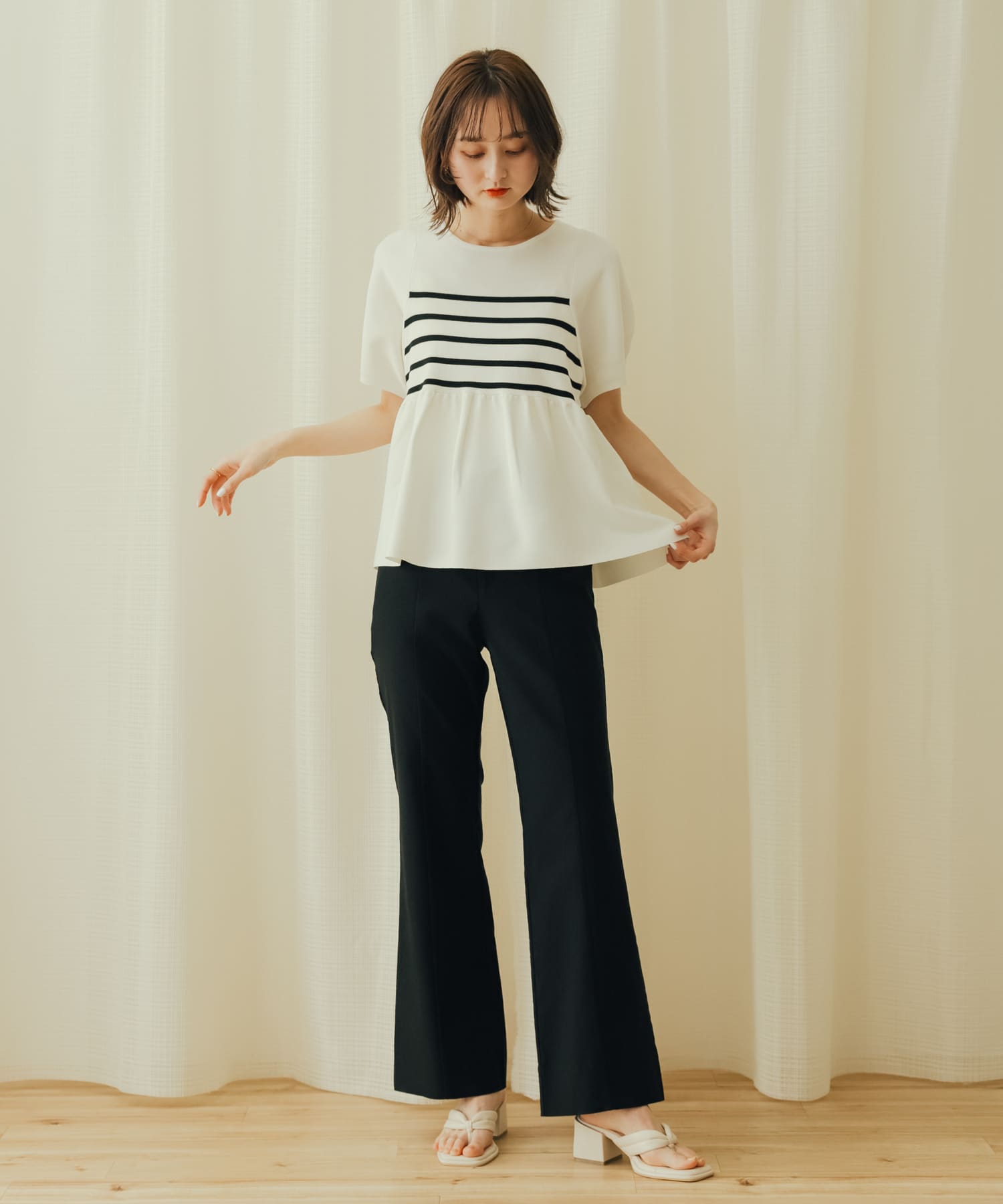 パテッドトングヒールサンダル IVORY S