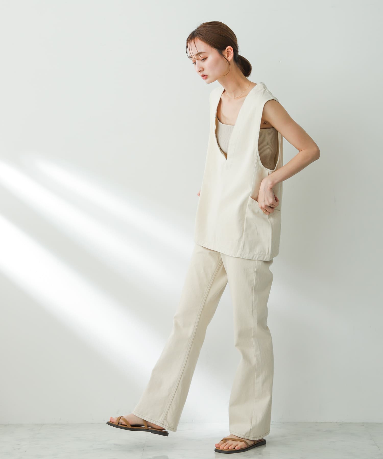 トゥクロスサンダル BEIGE S