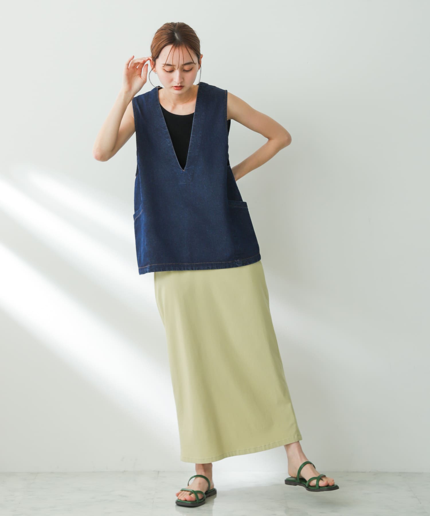 トゥクロスサンダル GREEN S