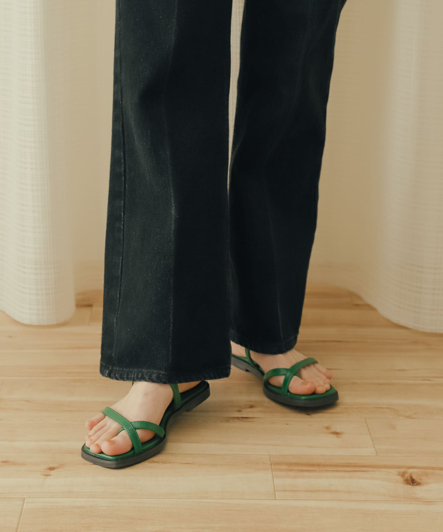 トゥクロスサンダル GREEN S