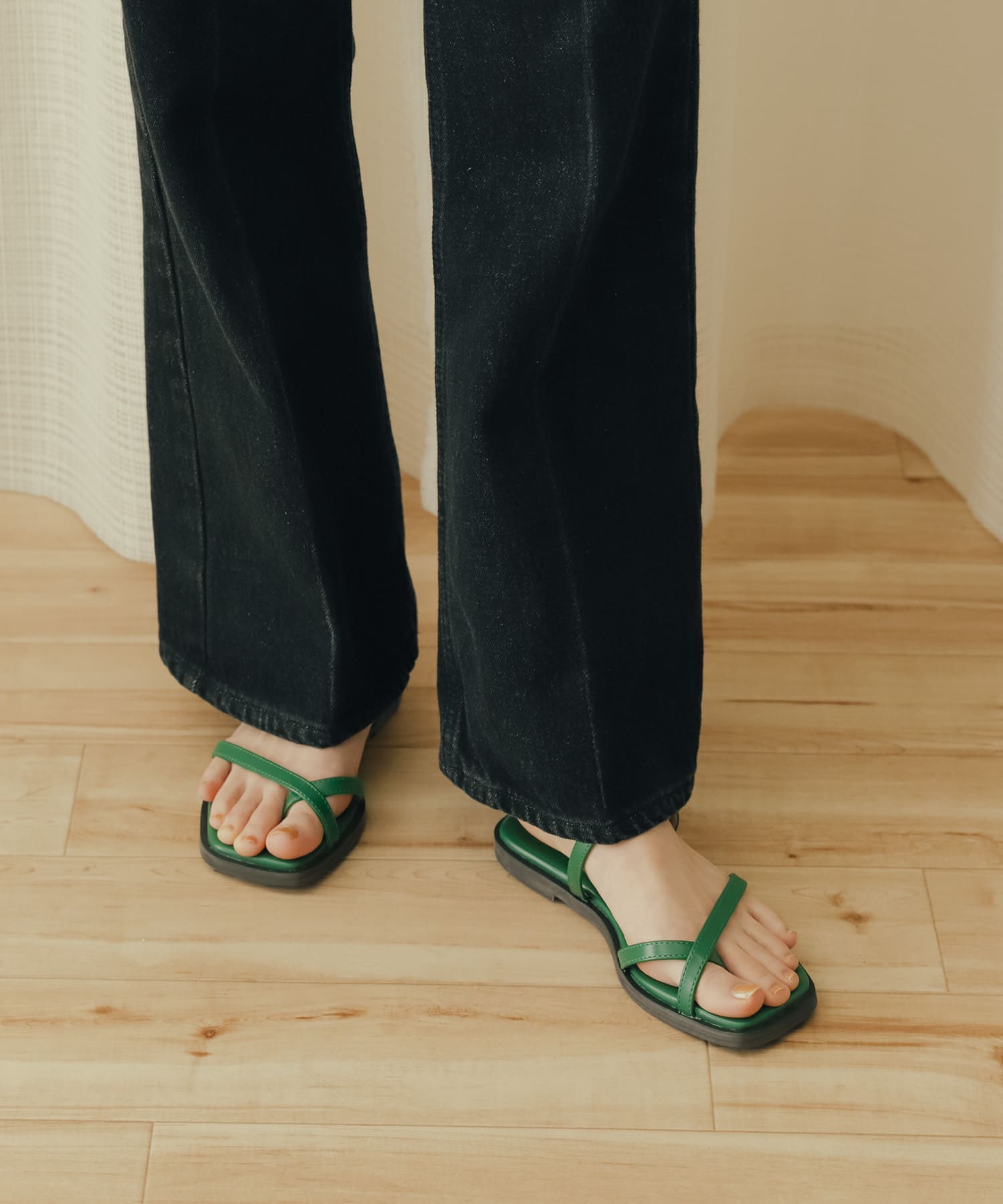 トゥクロスサンダル GREEN S