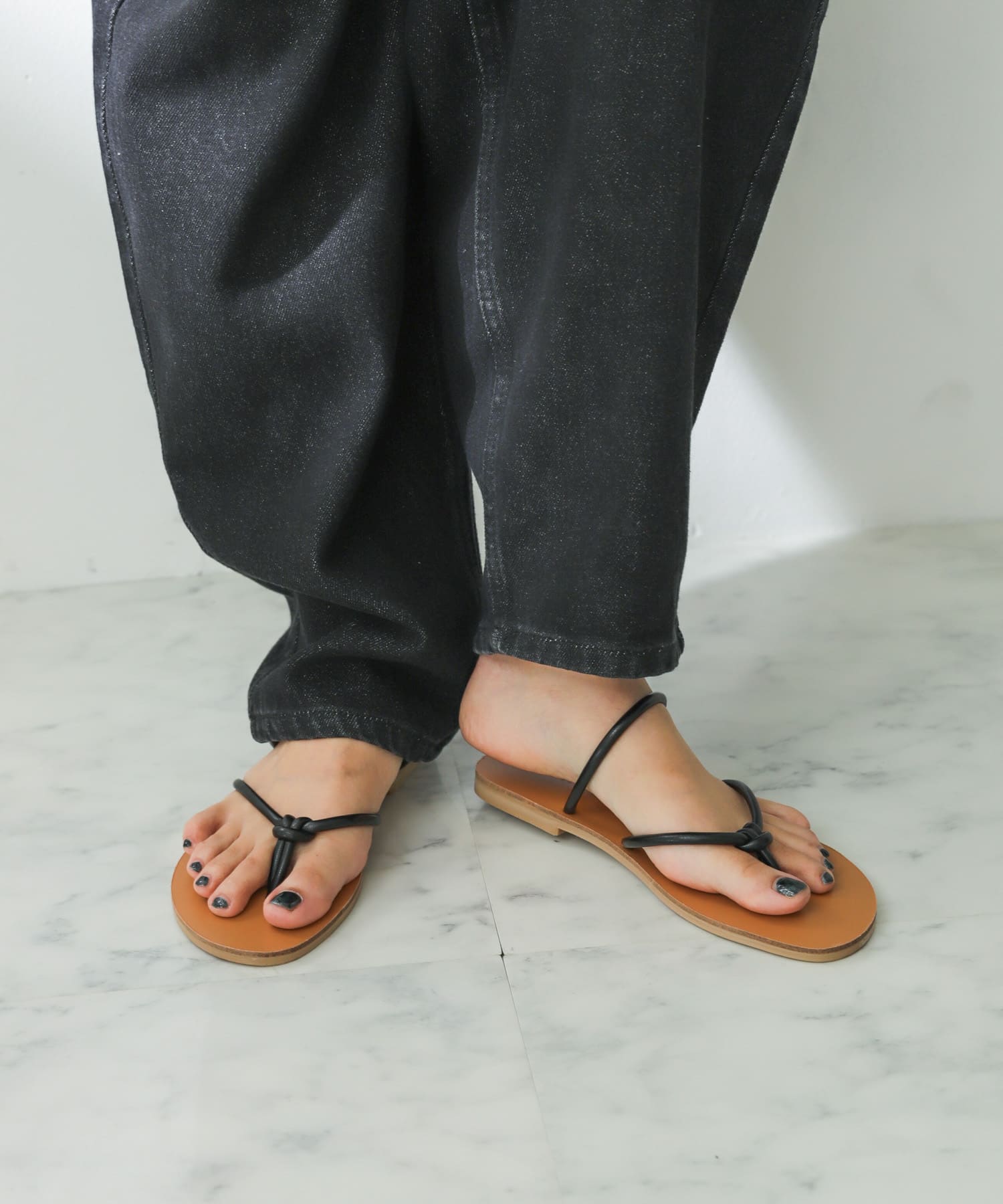 コードトングフラットサンダル BLACK S