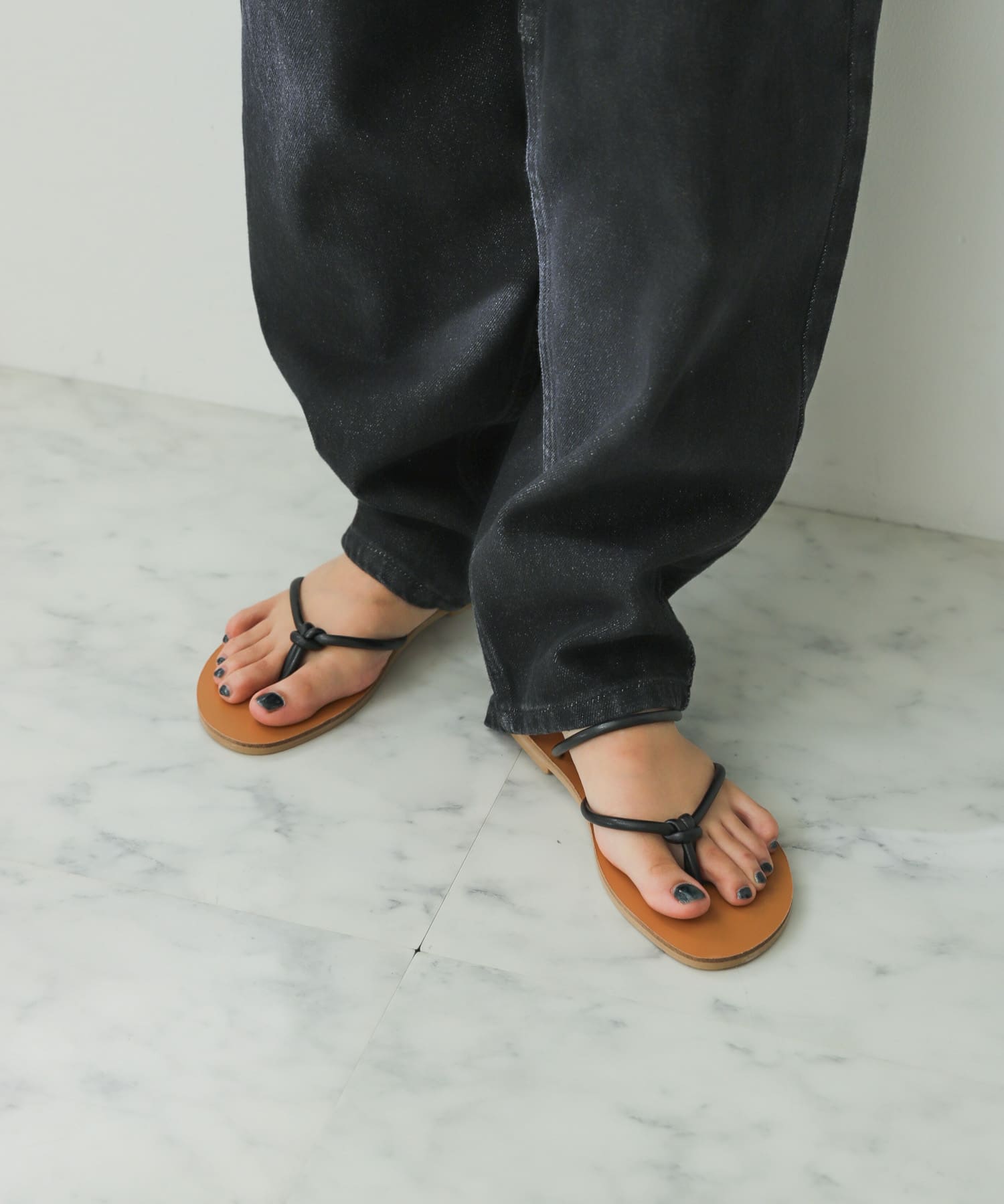 コードトングフラットサンダル BLACK S