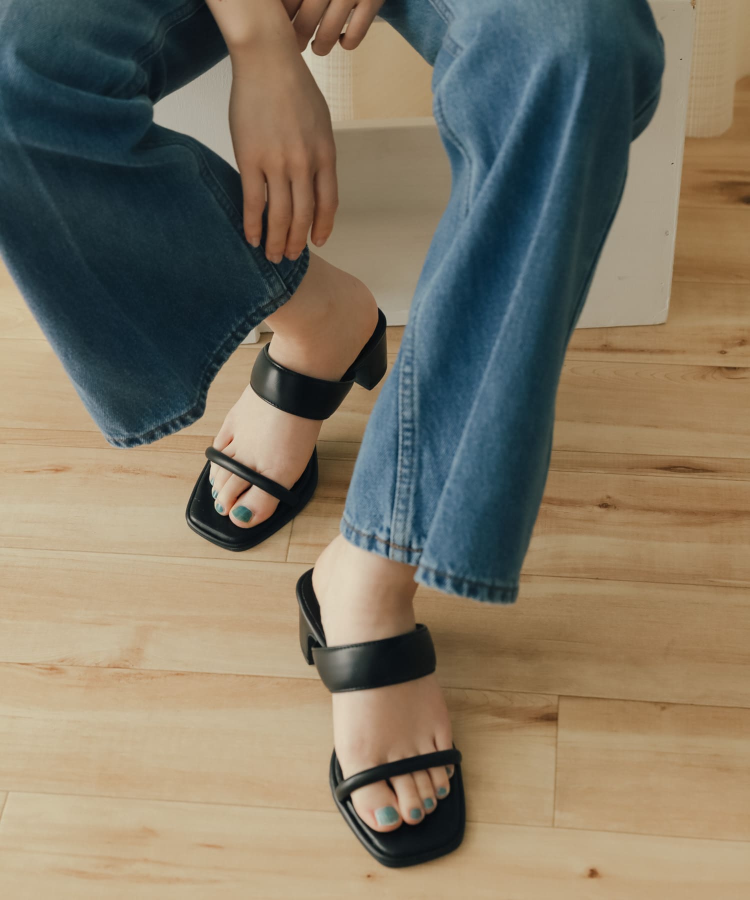 ダブルバンドサンダル BLACK S