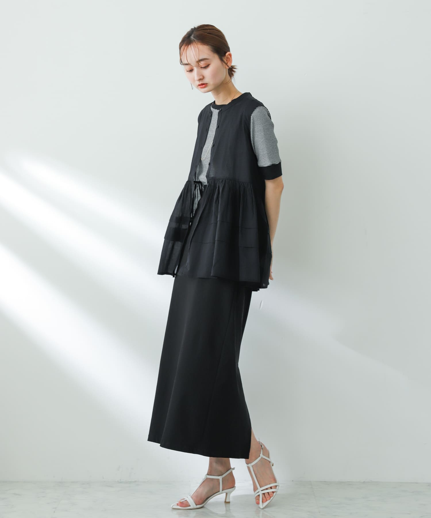 ポインテッドナローストラップサンダル WHITE S