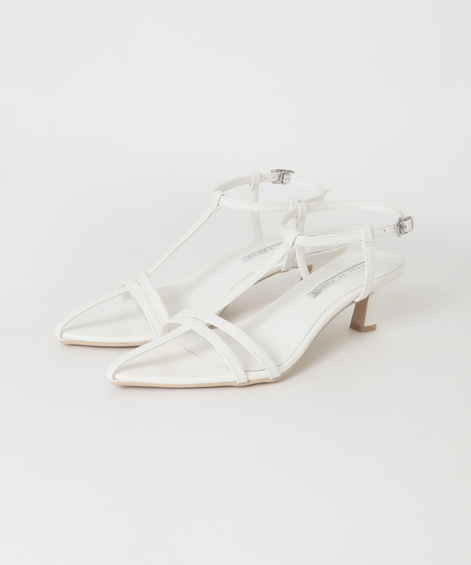 ポインテッドナローストラップサンダル WHITE S