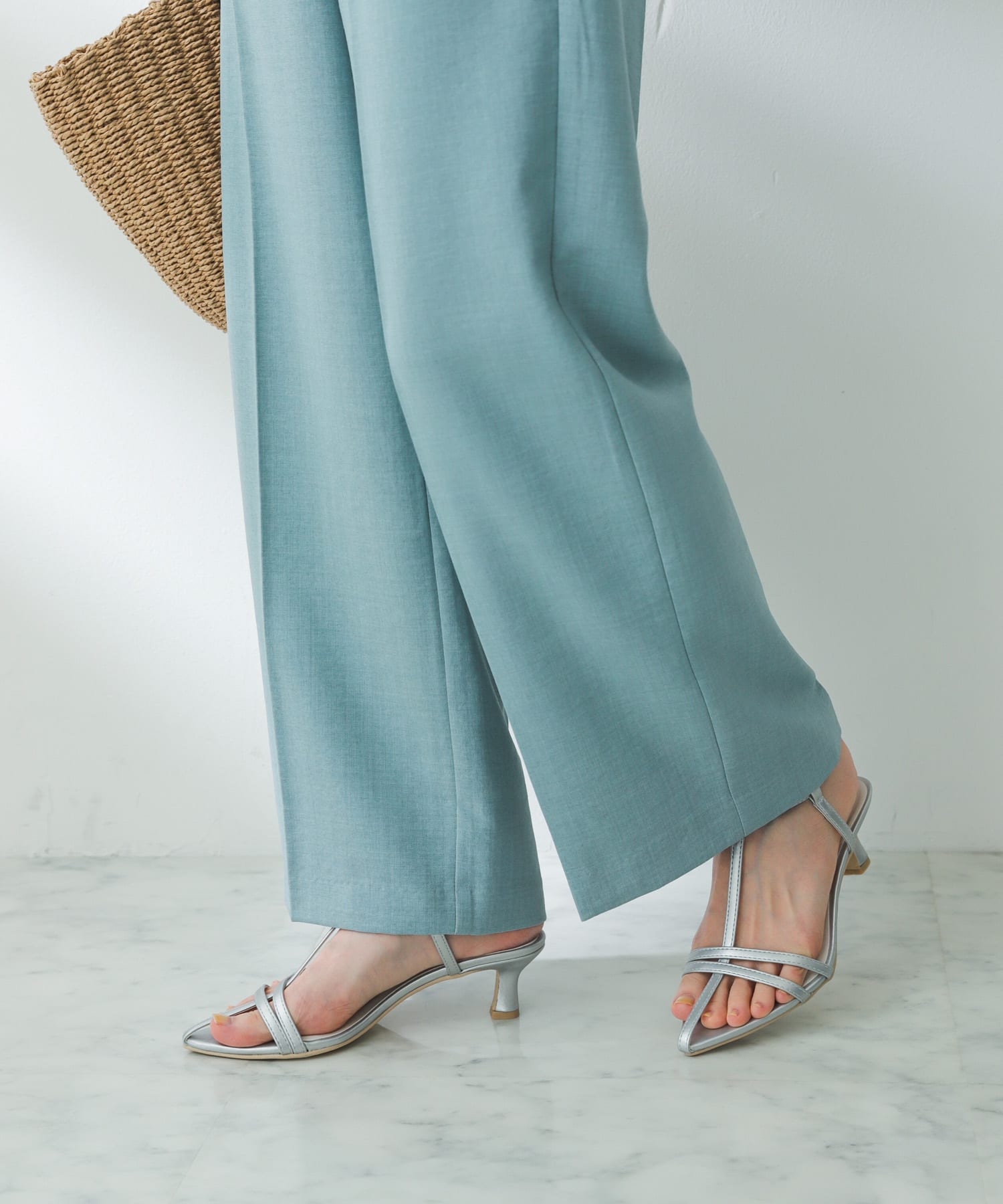 ポインテッドナローストラップサンダル SILVER S