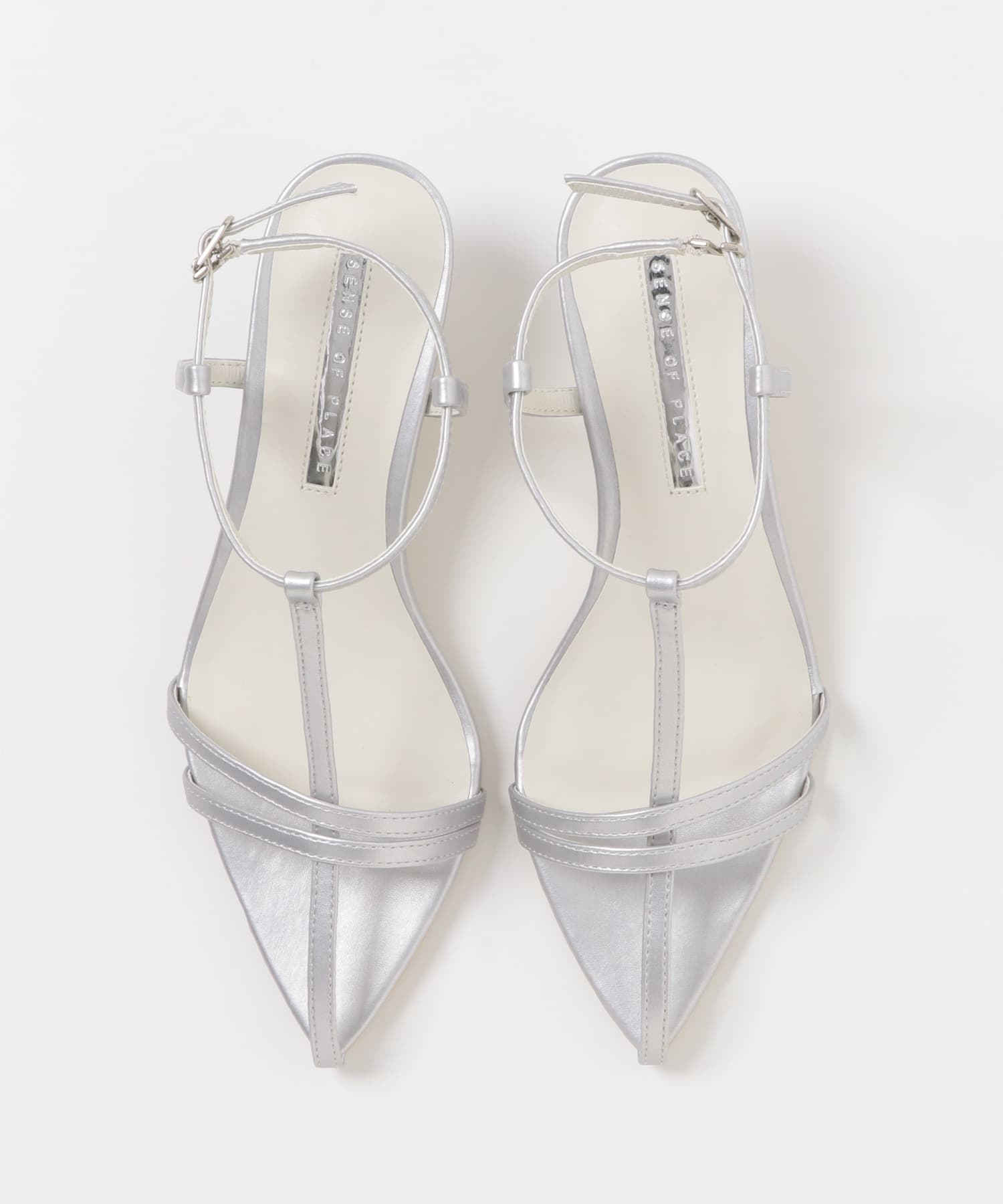 ポインテッドナローストラップサンダル SILVER S