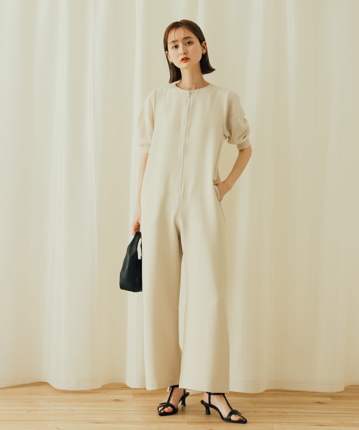 ポインテッドナローストラップサンダル BLACK M