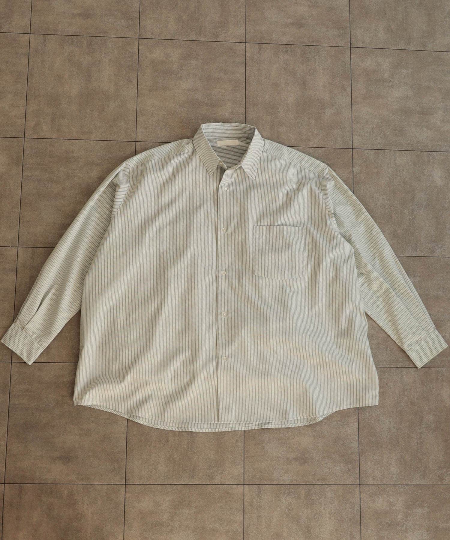 ストライプエクストラルーズシャツB KHK×WHT L