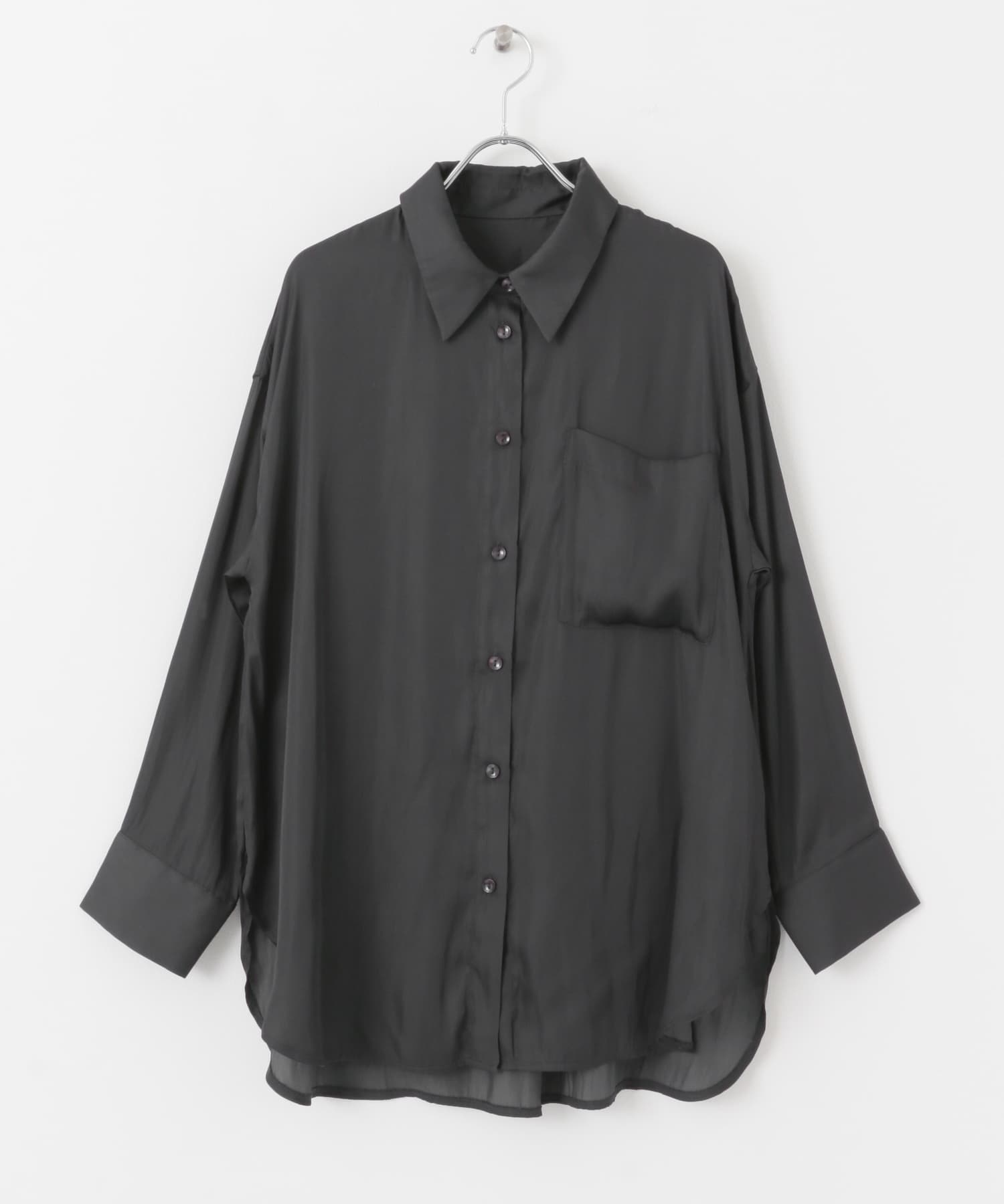 サテンルーズシャツ CHARCOAL one
