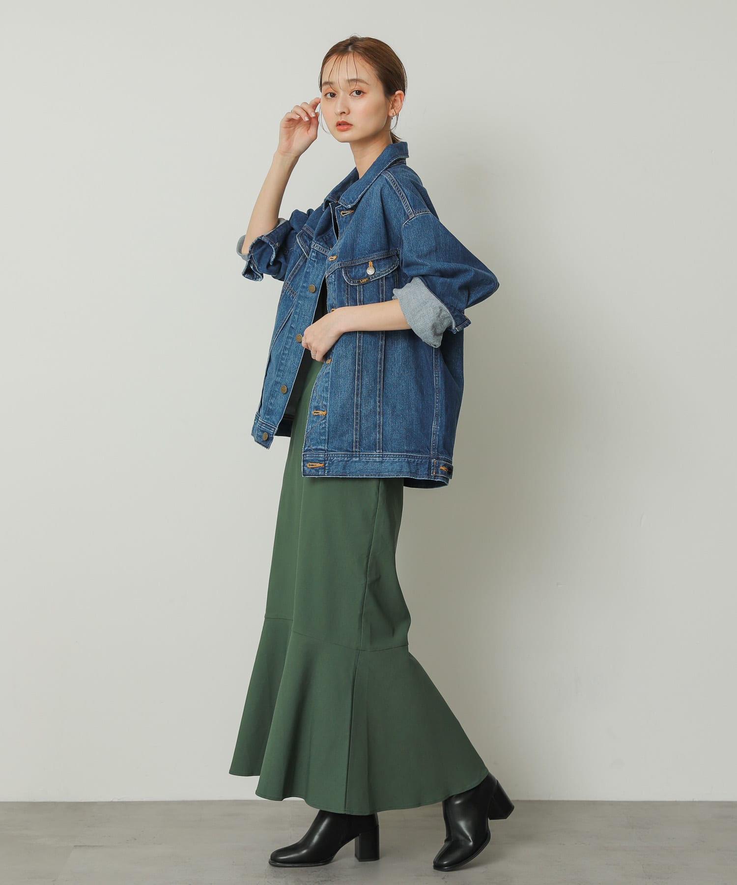 ストレッチハイウエストマーメイドスカート(XS GREEN): スカート