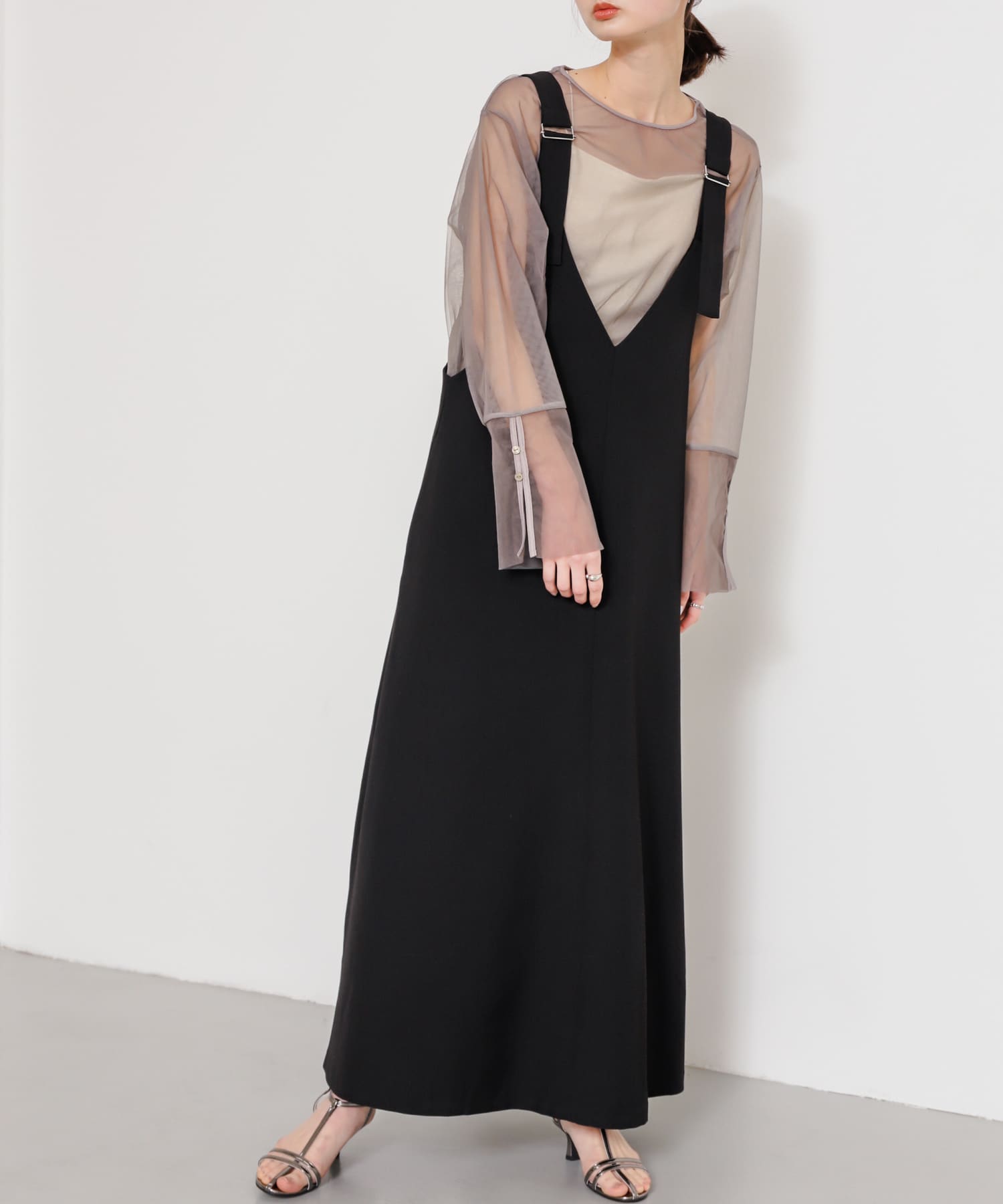 『一部WEB限定カラー』フレアジャンパースカート BLACK COMPACT