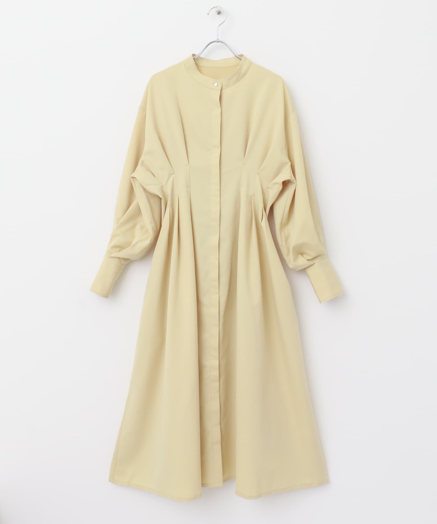 『COMPACT/低身長向けサイズ展開あり』ウエストタックフレアシャツワンピース BEIGE COMPACT