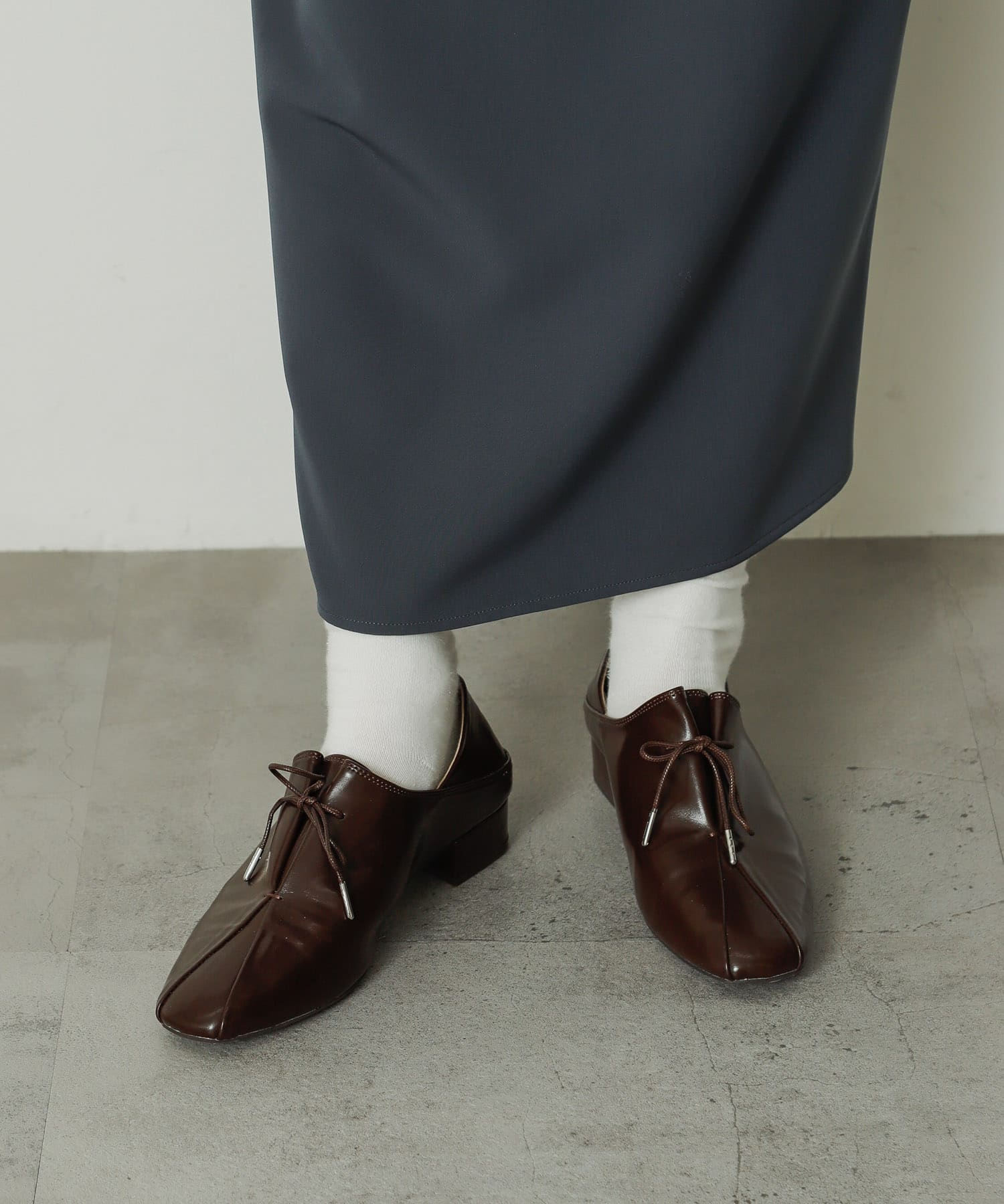 タックリボンステップオンシューズ BROWN S