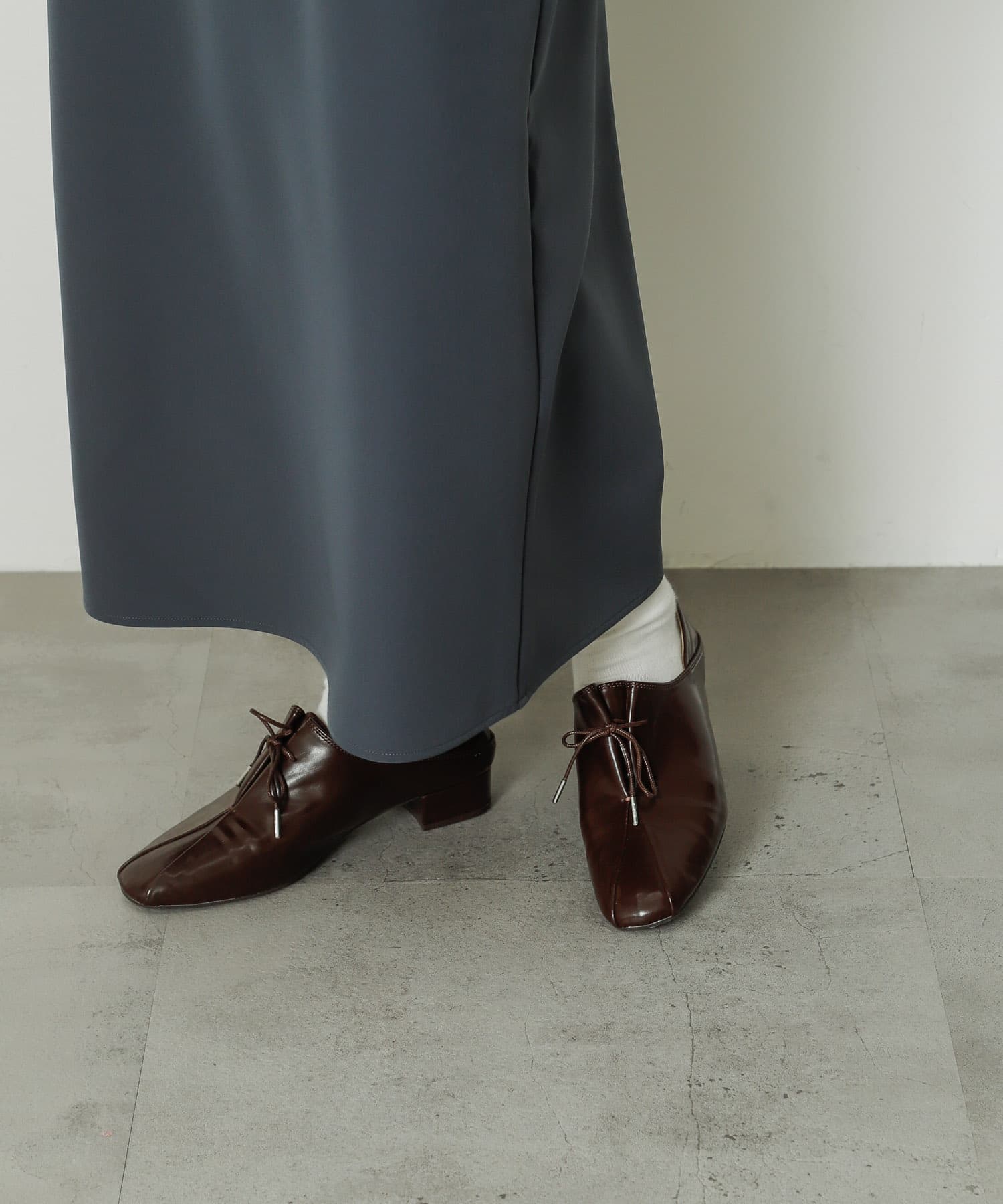 タックリボンステップオンシューズ BROWN S