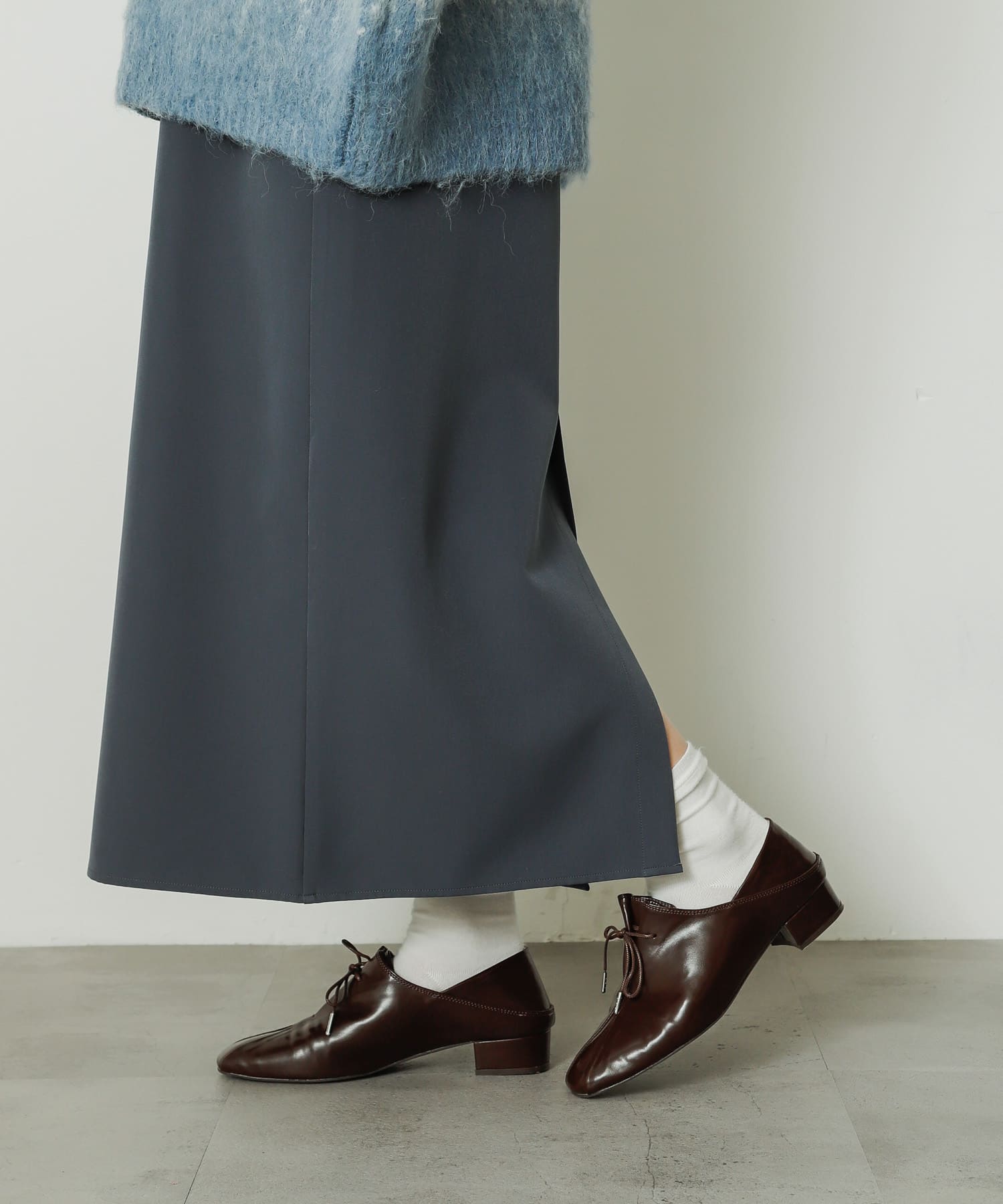 タックリボンステップオンシューズ BROWN S