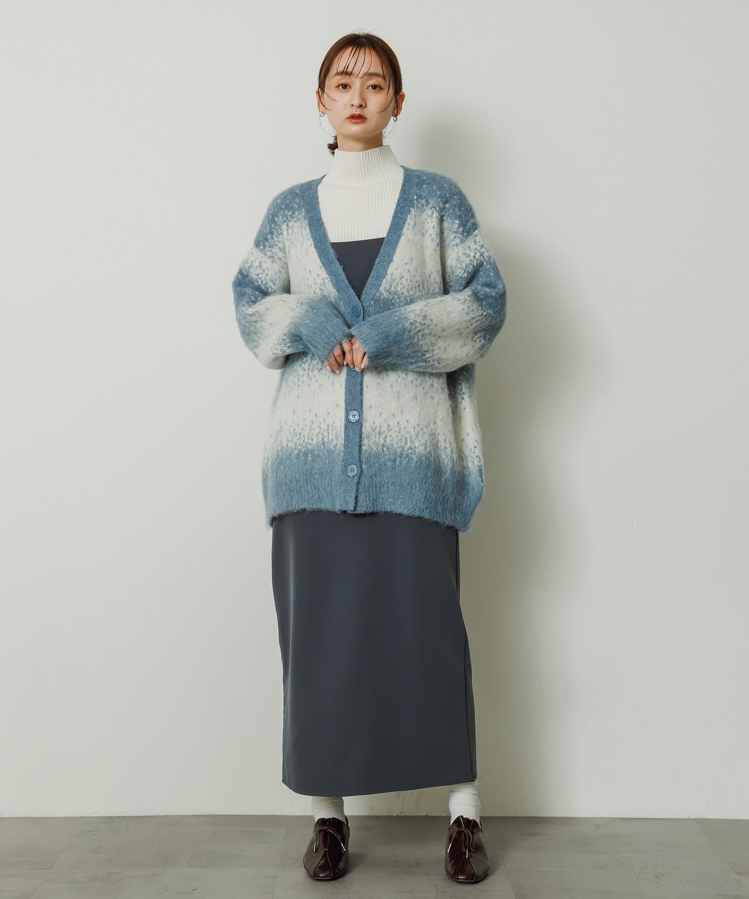 タックリボンステップオンシューズ BROWN S