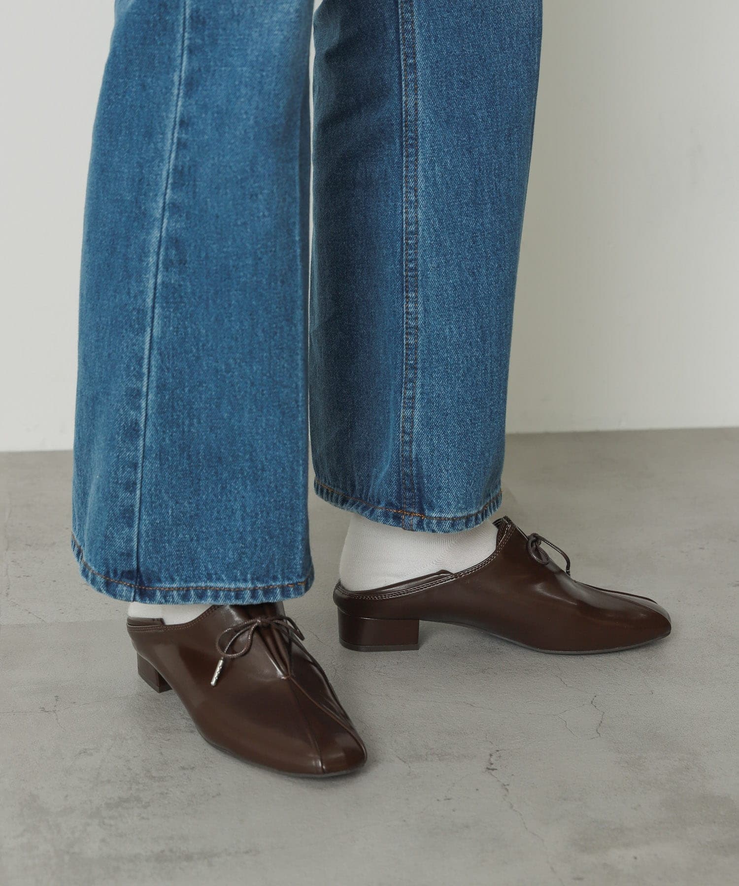 タックリボンステップオンシューズ BROWN S