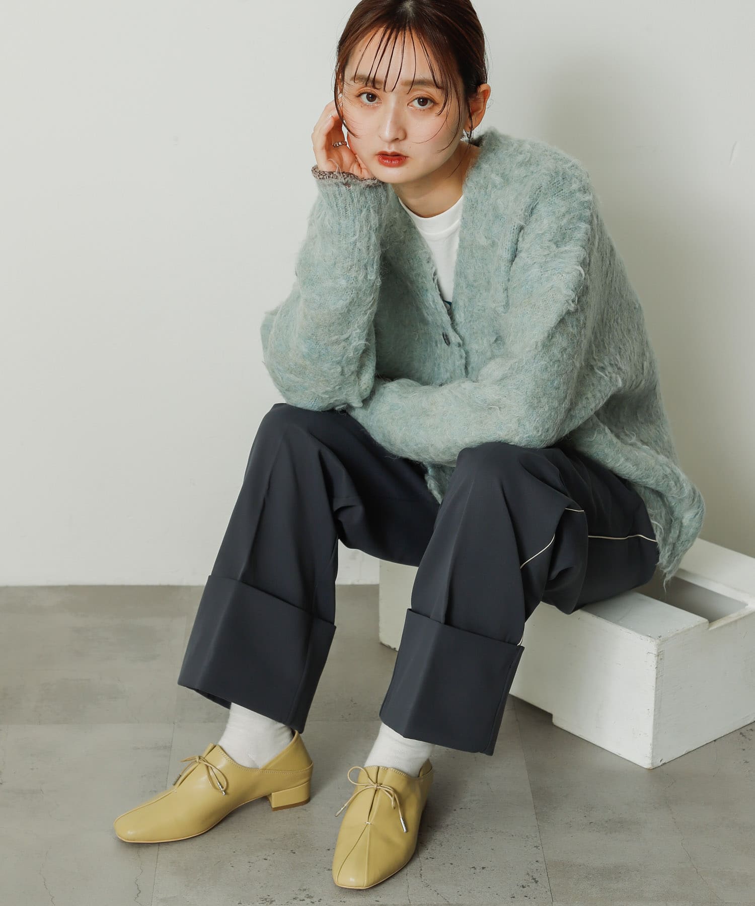タックリボンステップオンシューズ BEIGE S