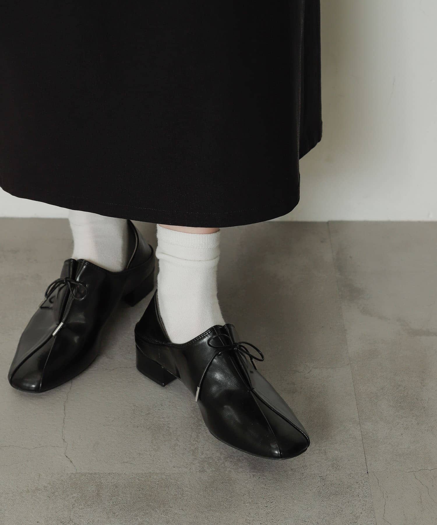 タックリボンステップオンシューズ BLACK S