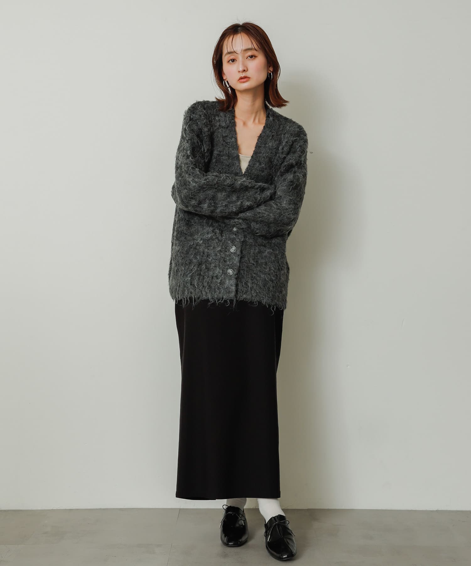 タックリボンステップオンシューズ BLACK M