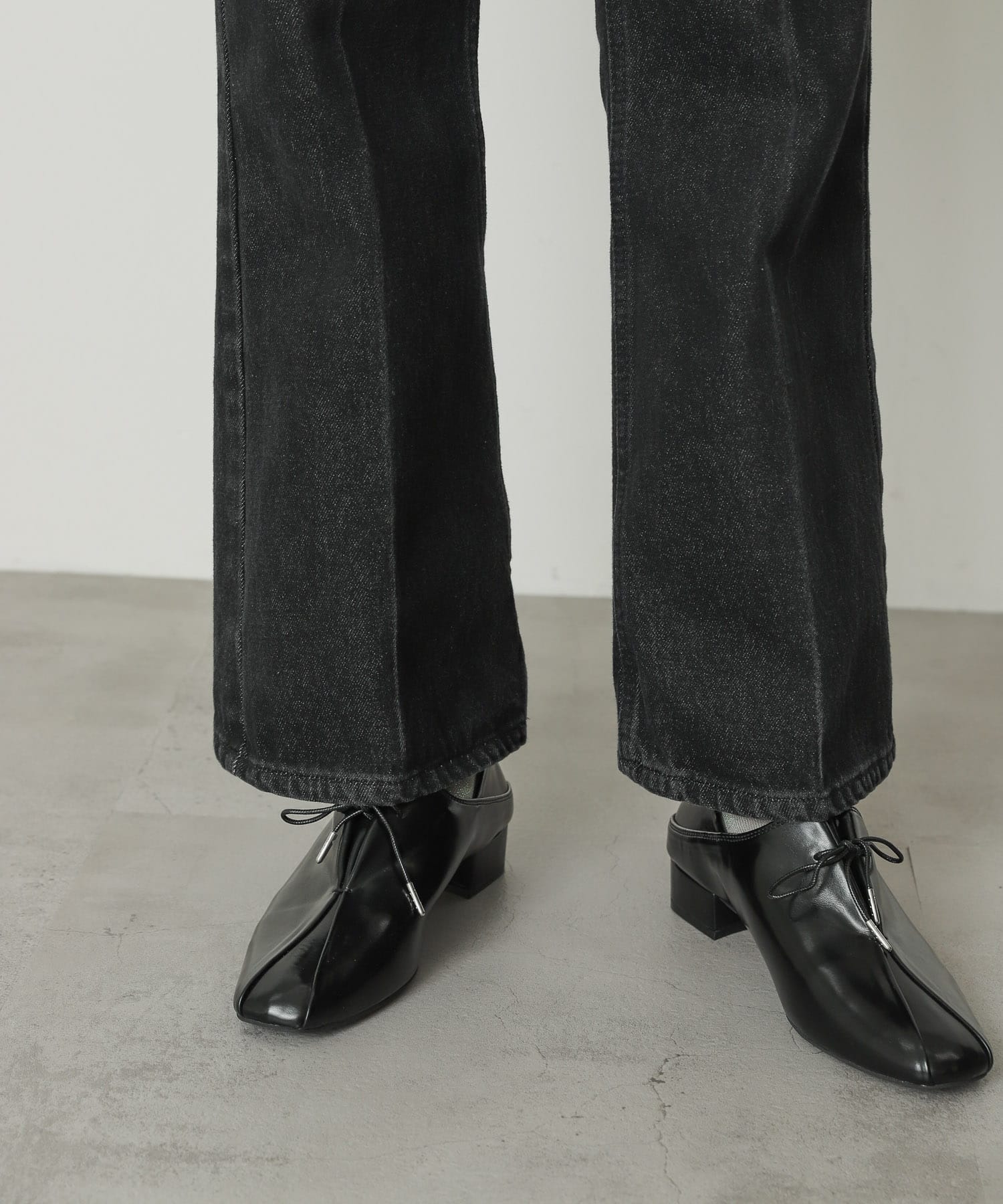 タックリボンステップオンシューズ BLACK M