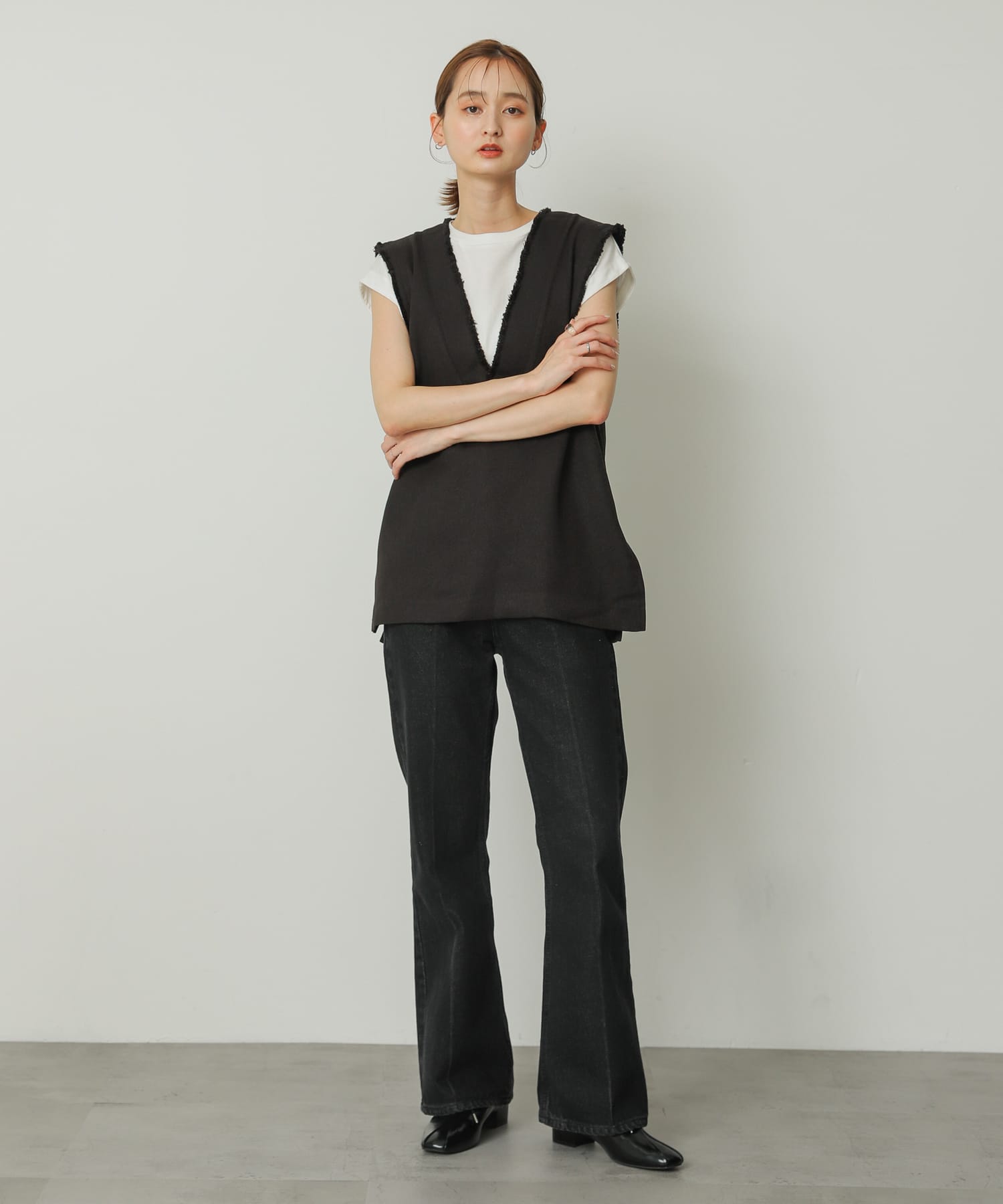 タックリボンステップオンシューズ BLACK L