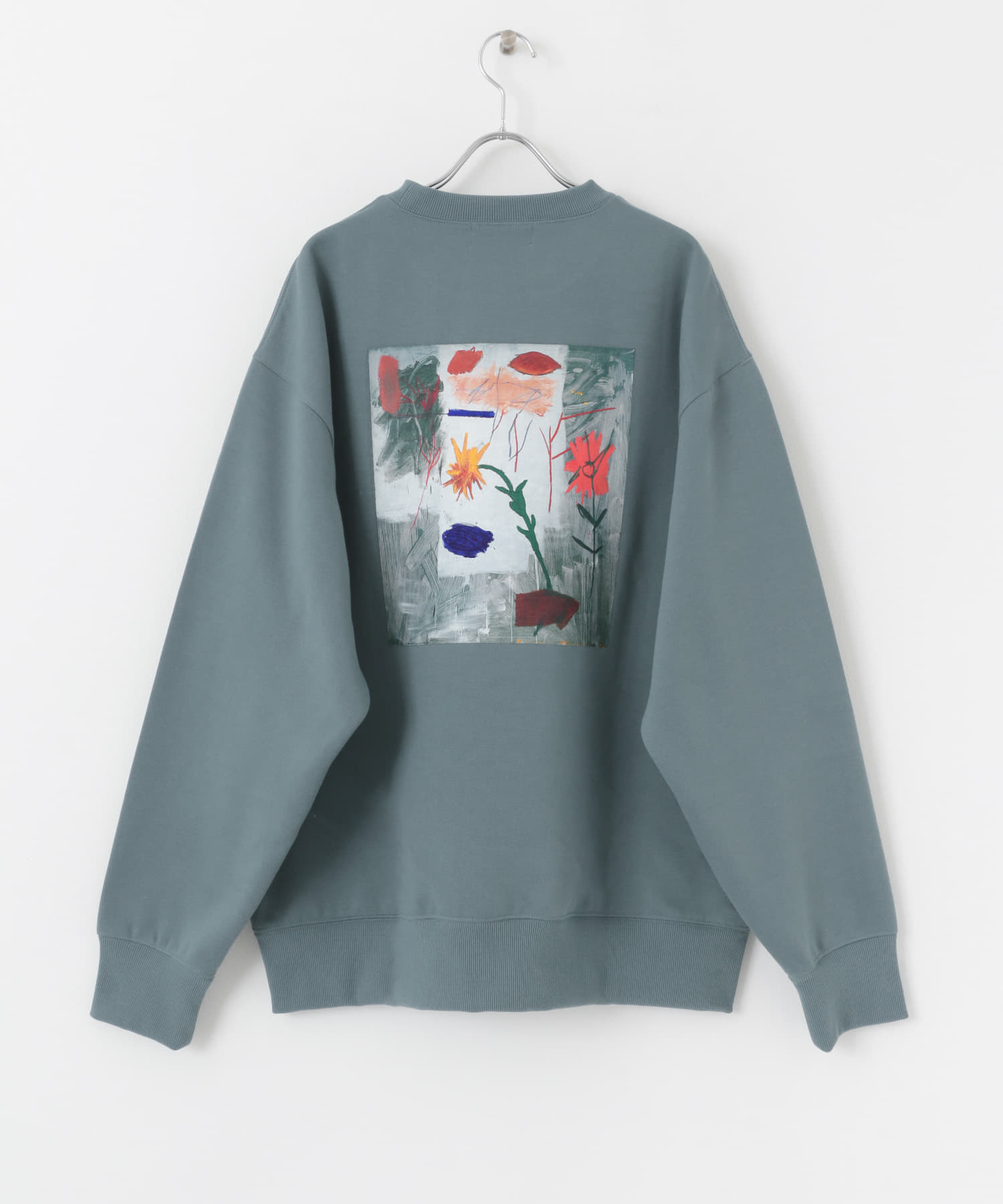 『別注』グラフィックアートスウェットシャツA BLUE M