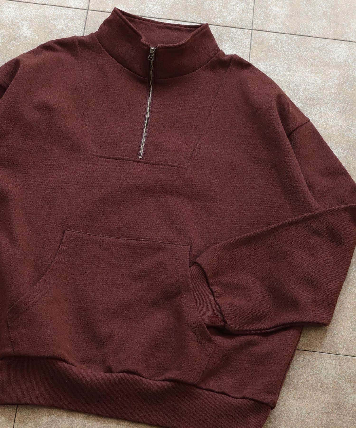 ハーフZIPスウェットシャツ BORDEAUX M