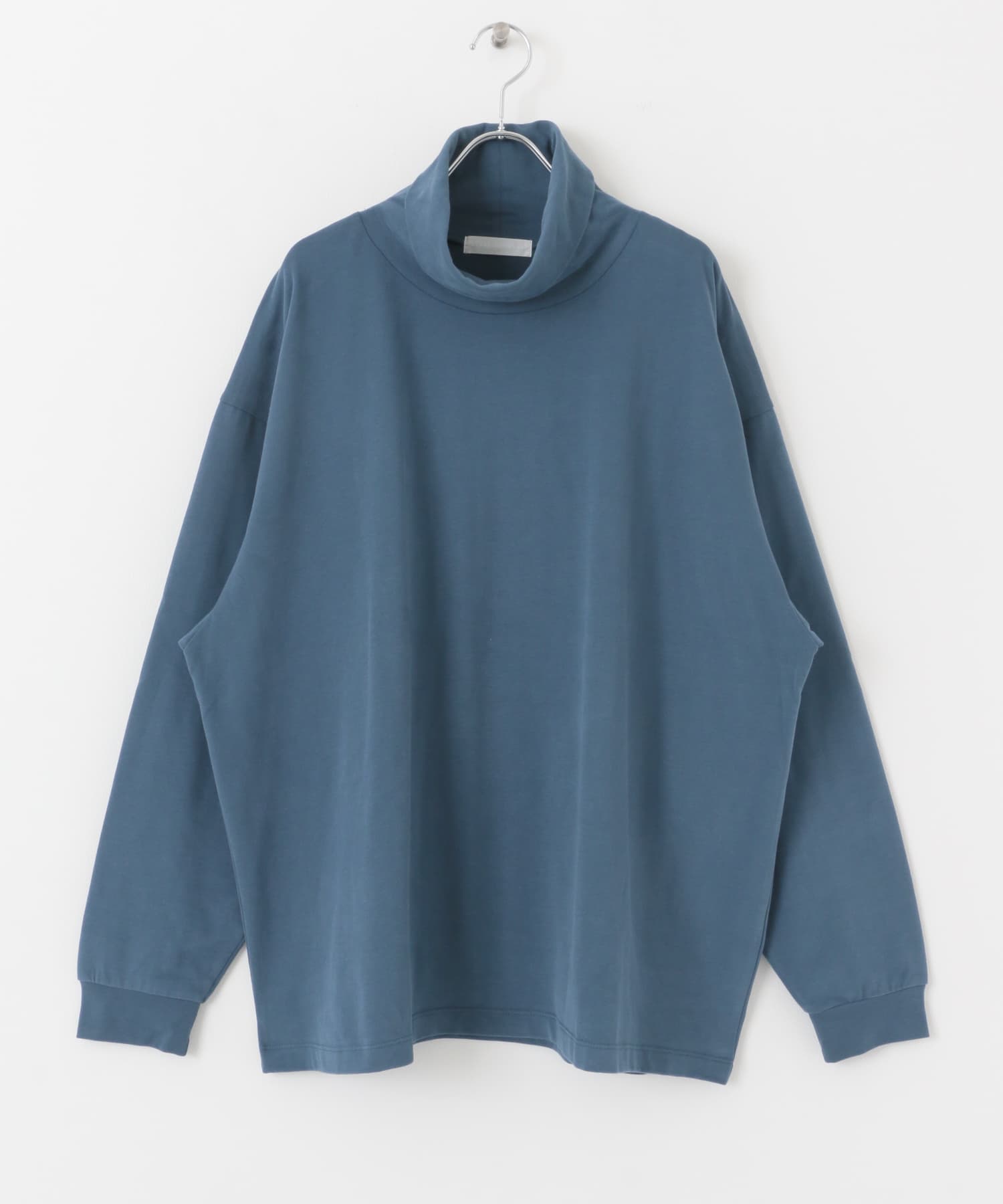 スフレハイネックロングTシャツ BLUE M