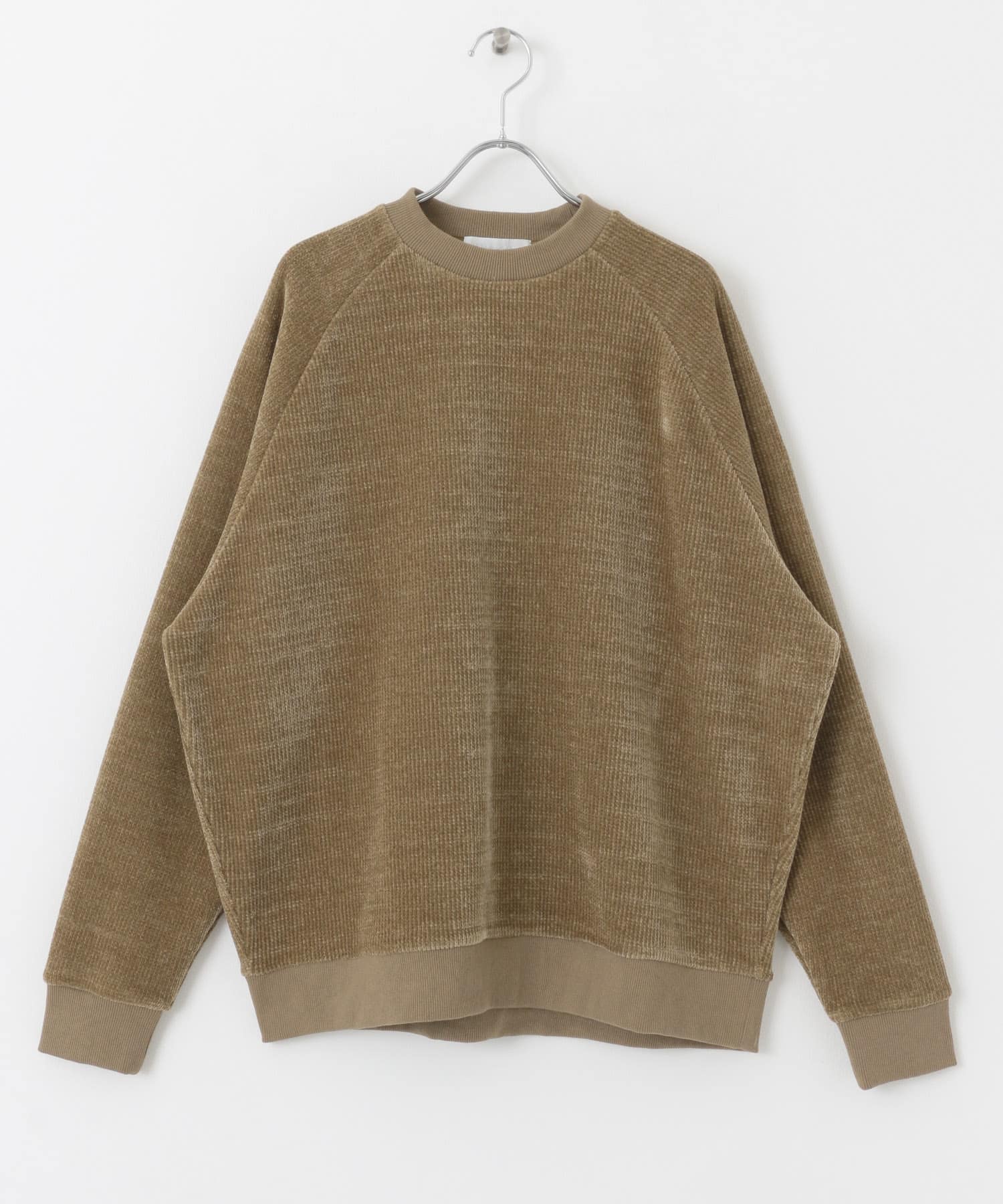 カットコーデュロイラグランスウェットシャツ BEIGE M