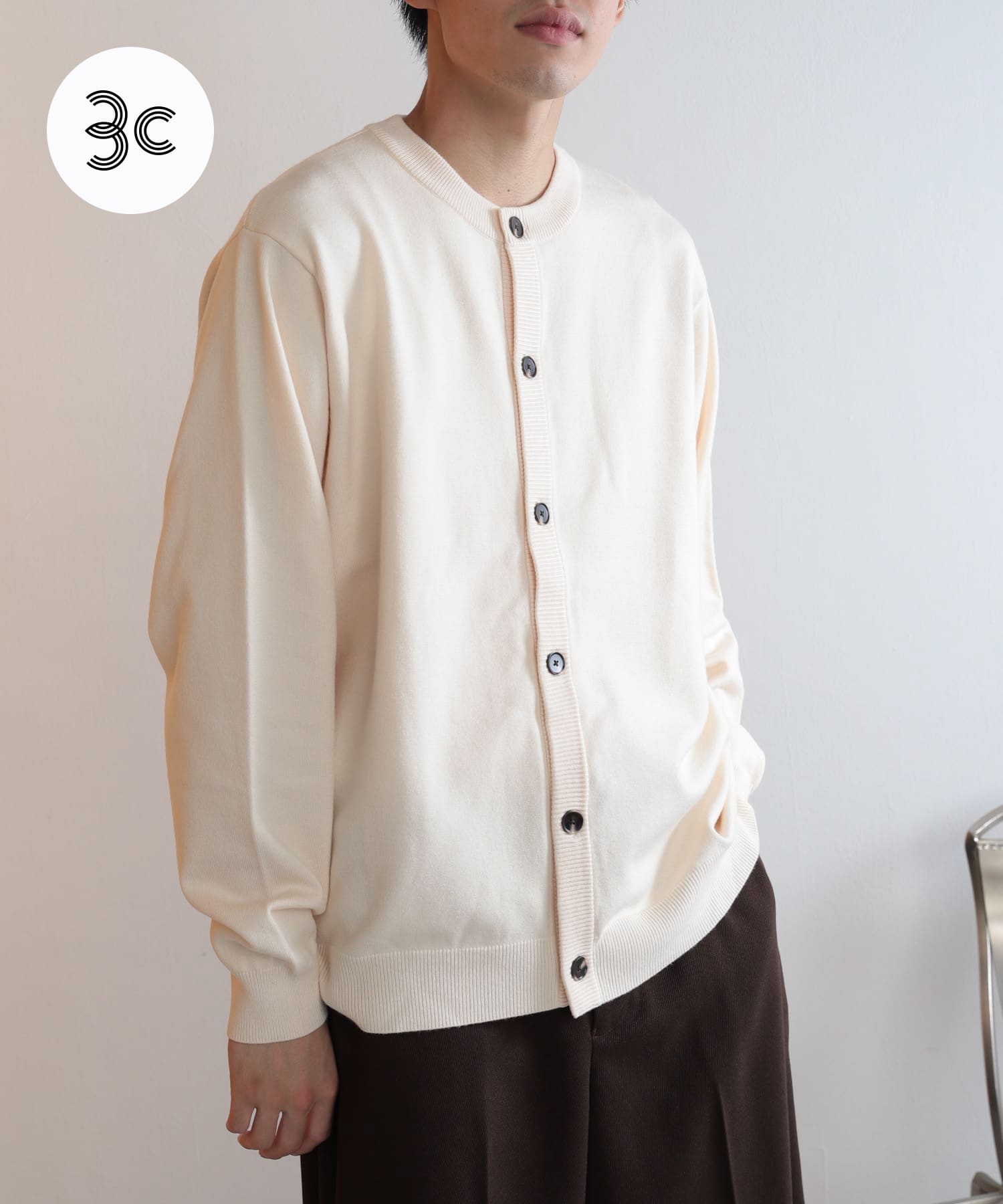 ストレッチクルーネックカーディガン