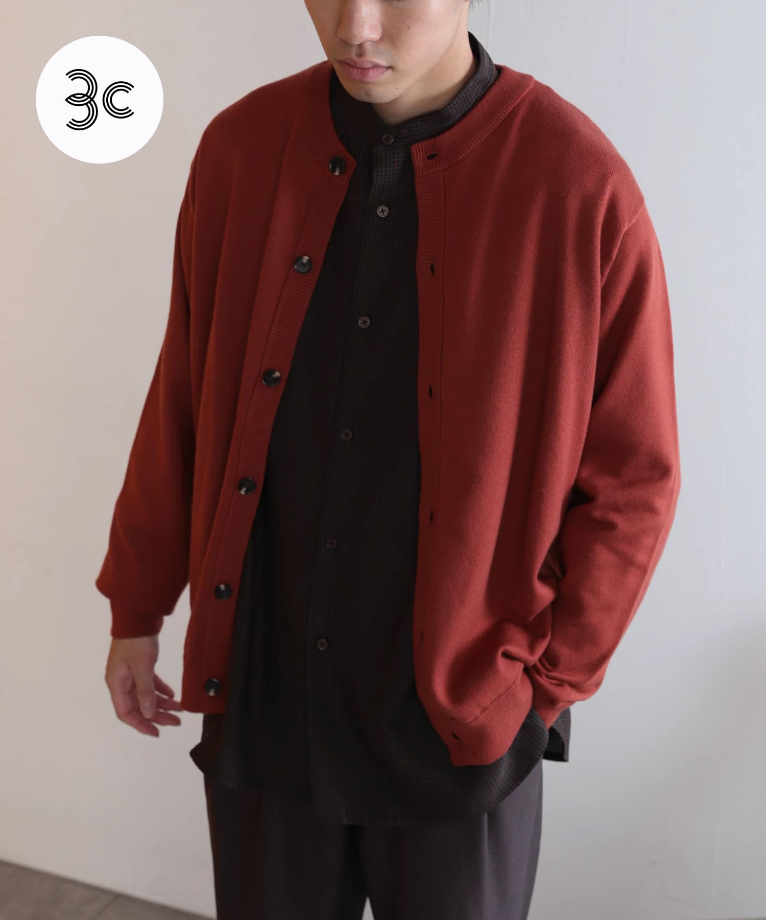 ストレッチクルーネックカーディガン