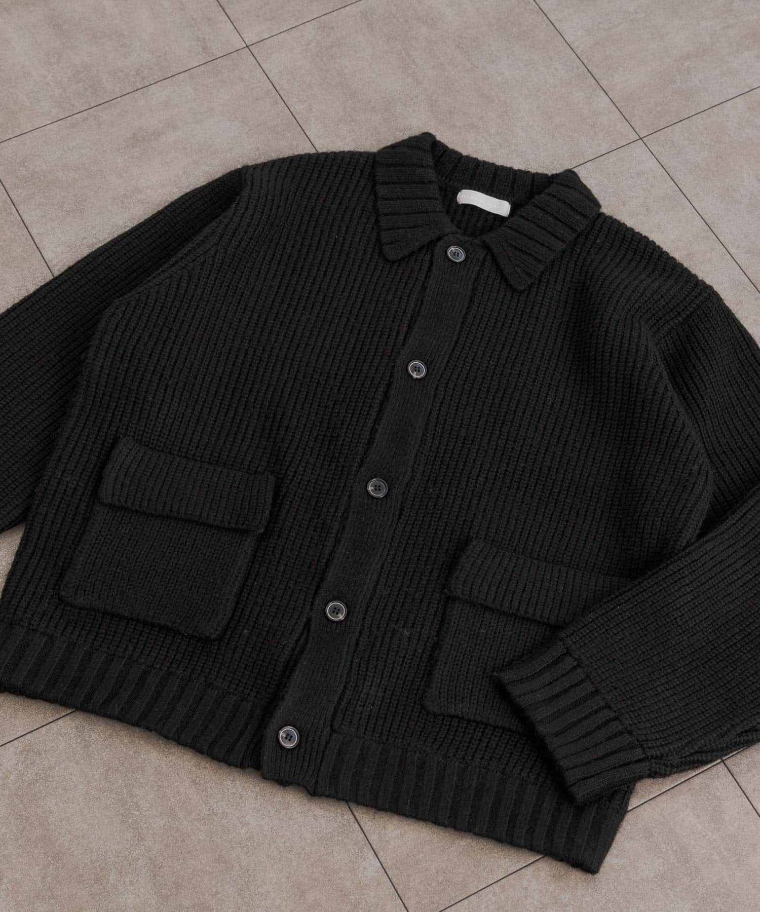 アゼアミダブルポケットカーディガン BLACK L